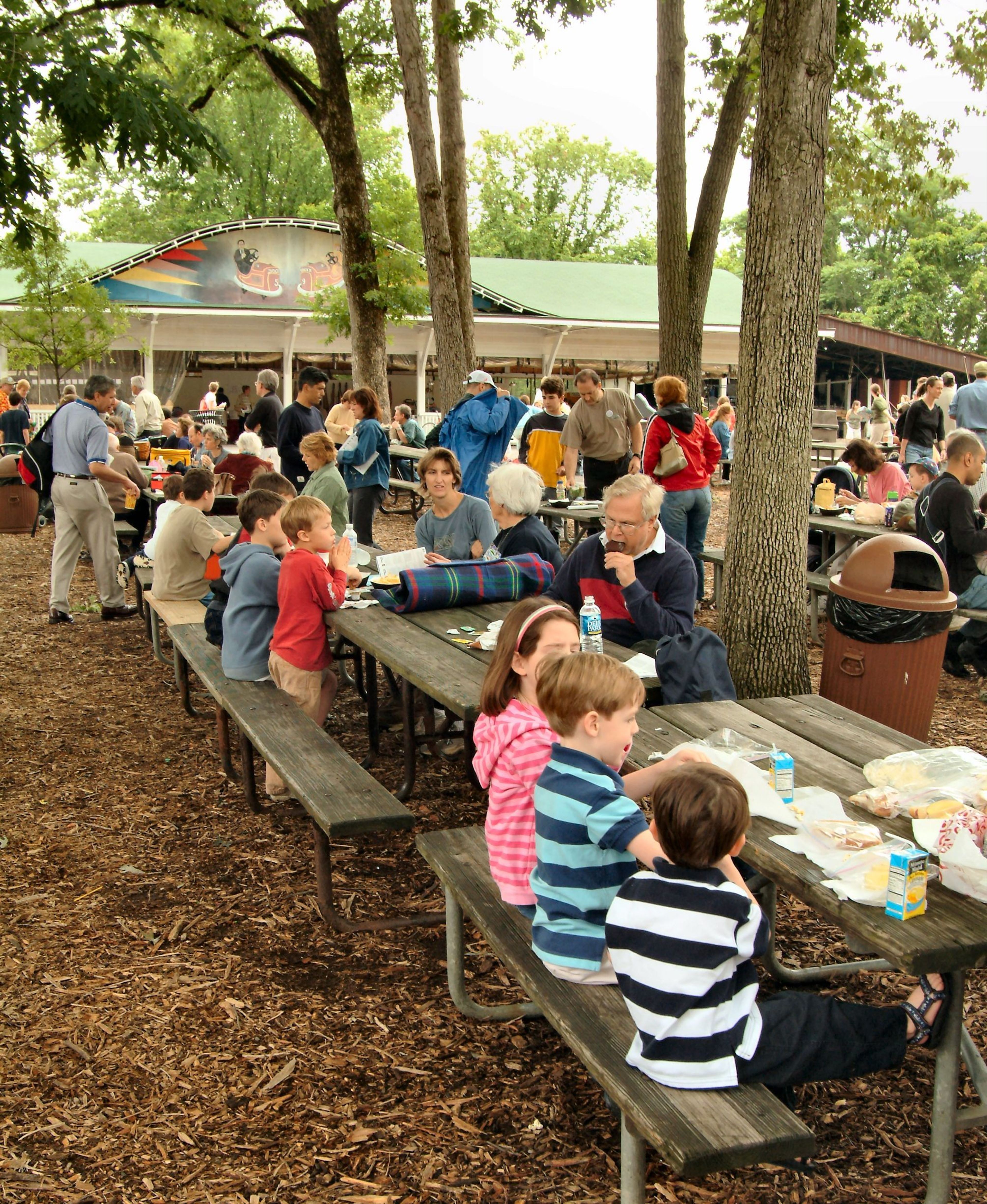 Glen Echo Park has a large picnic area with many tables, restrooms and a playground.