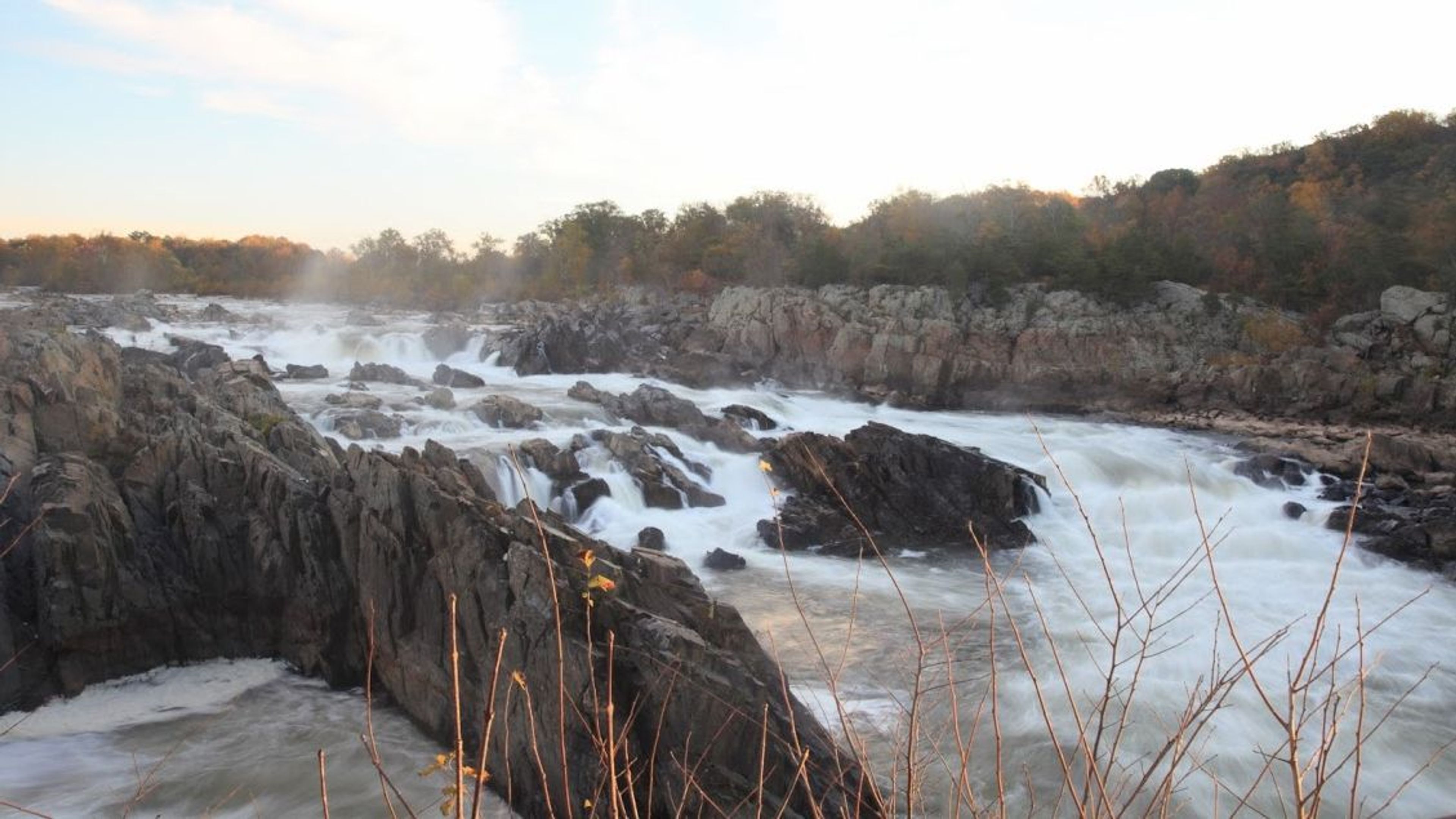 The Potomac River rushes down the Great Falls on the Virginia-Maryland border.