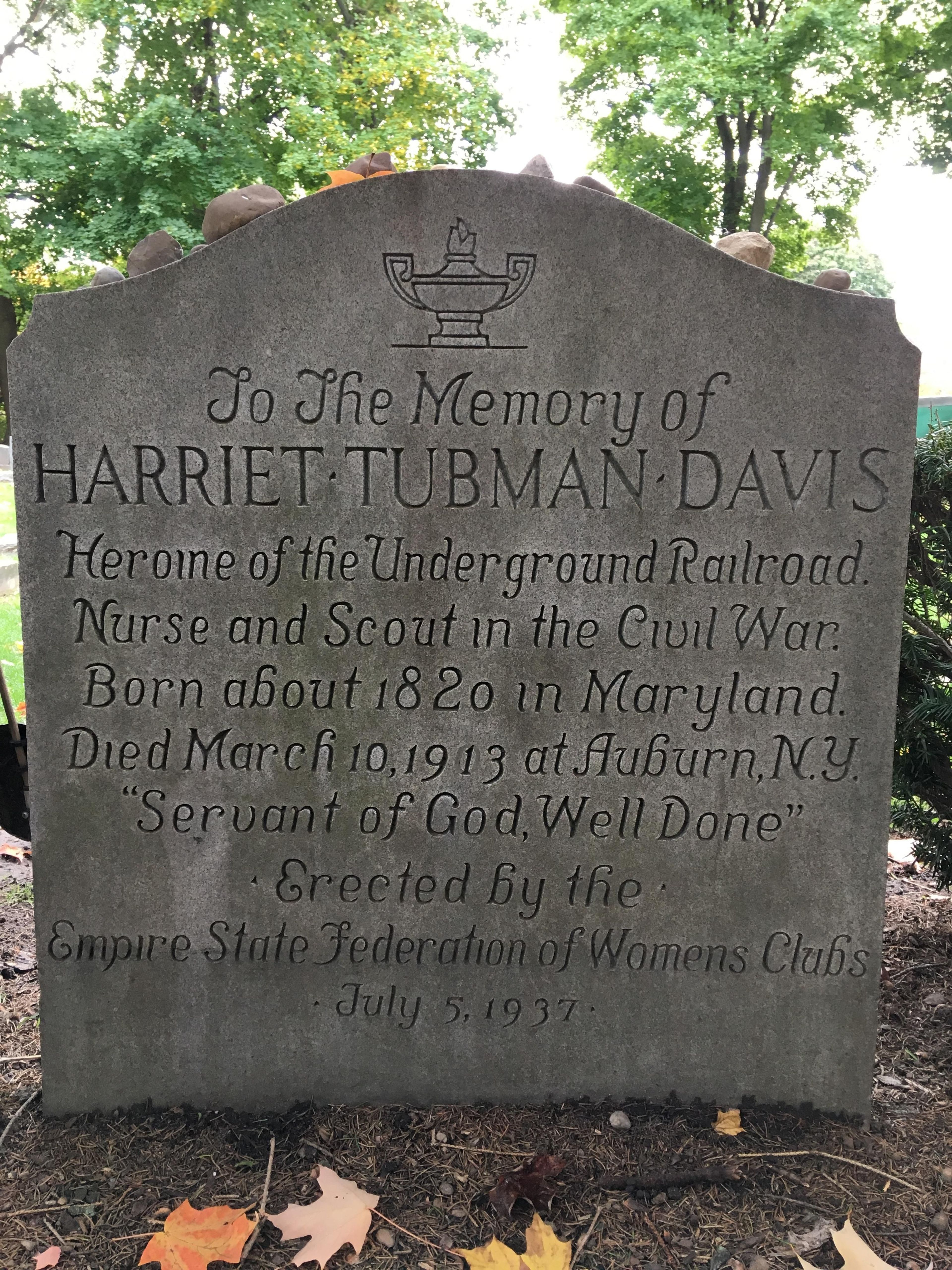 Tubman grave at Fort Hill Cemetery