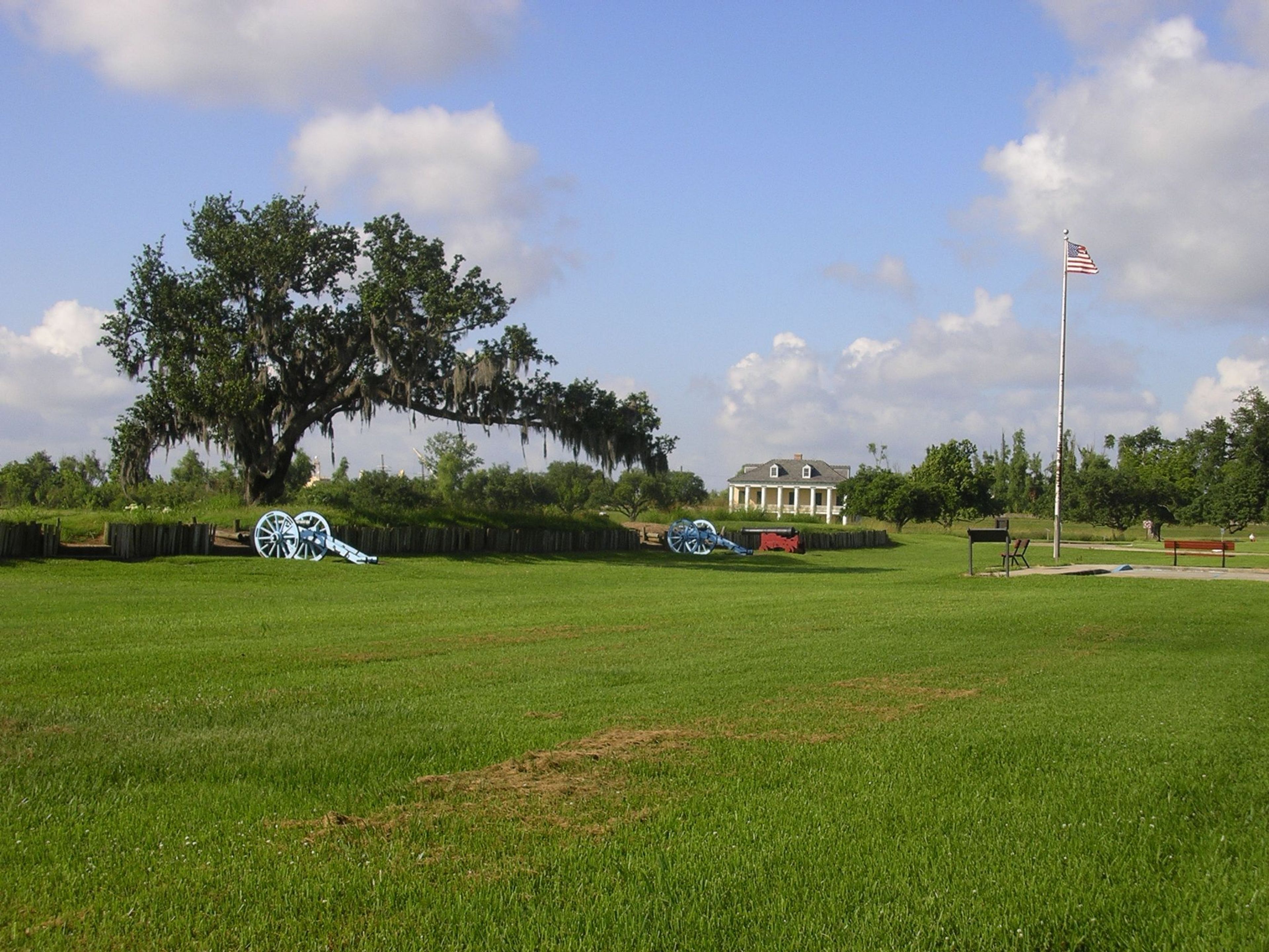 Chalmette Battlefield's American rampart and cannons still guard the site of the Battle of New Orleans in 1815.