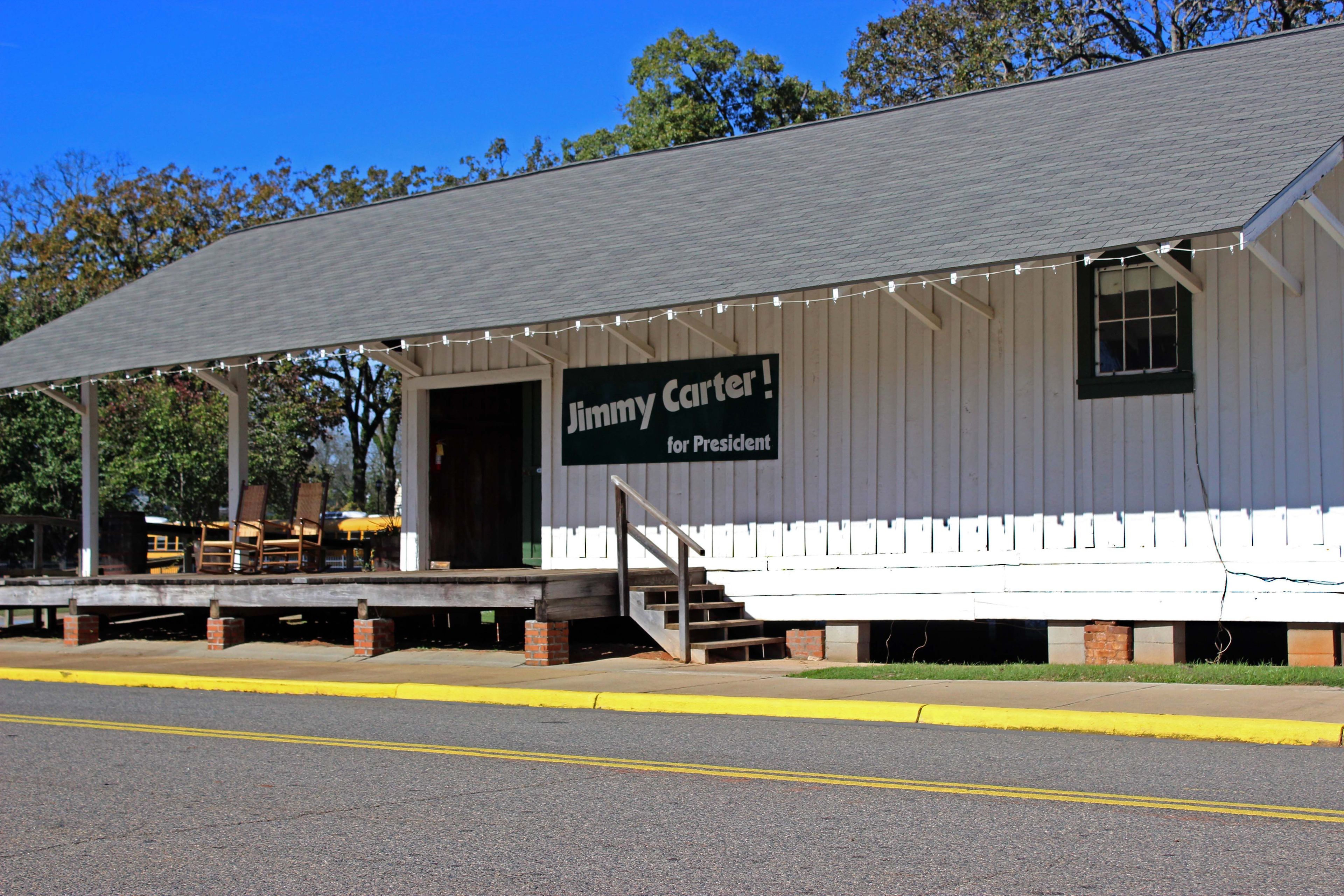 The oldest building in Plains, the train depot, was used as the 1976 campaign headquarters for President Carter.