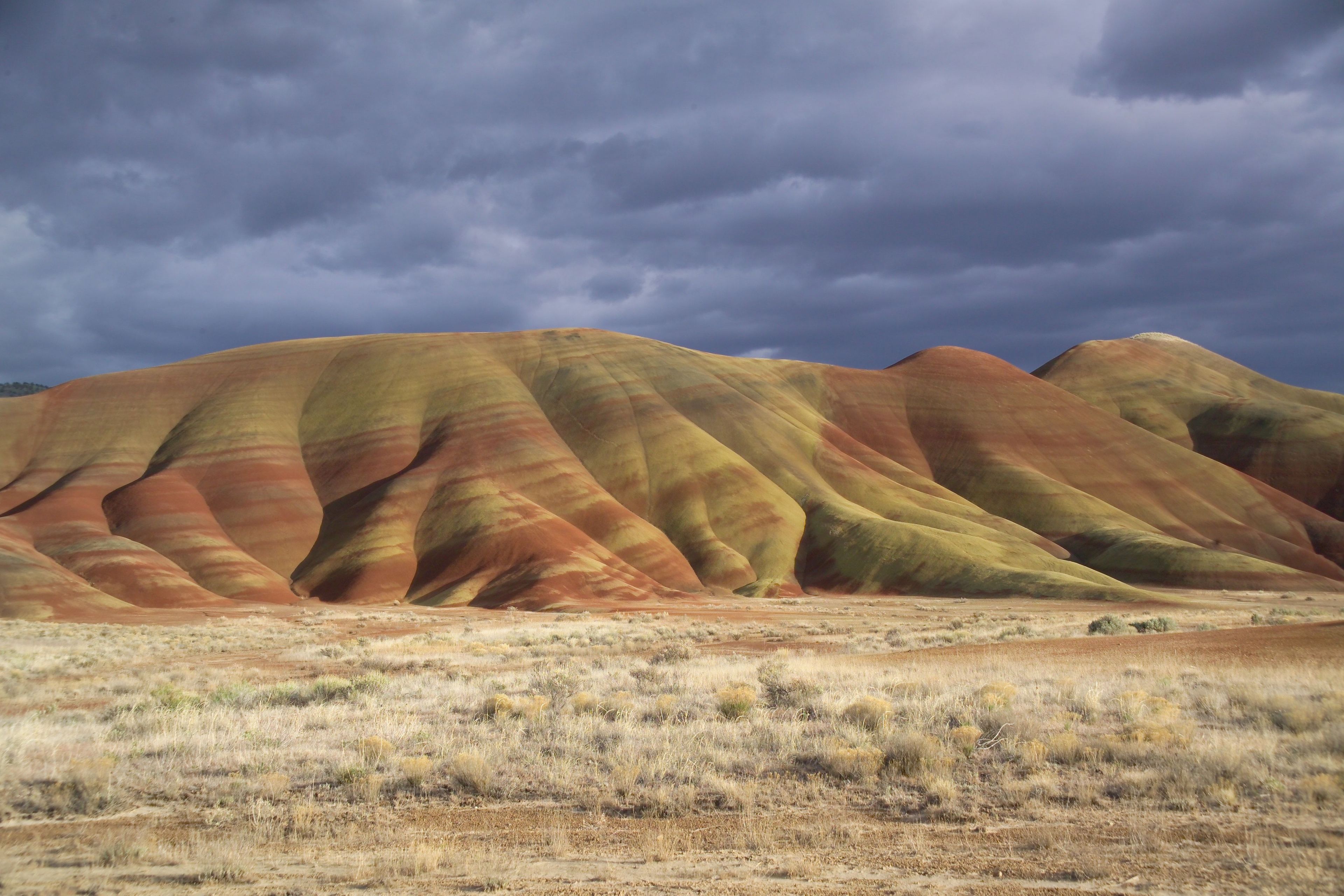 The Painted Hills on a stormy winter day.