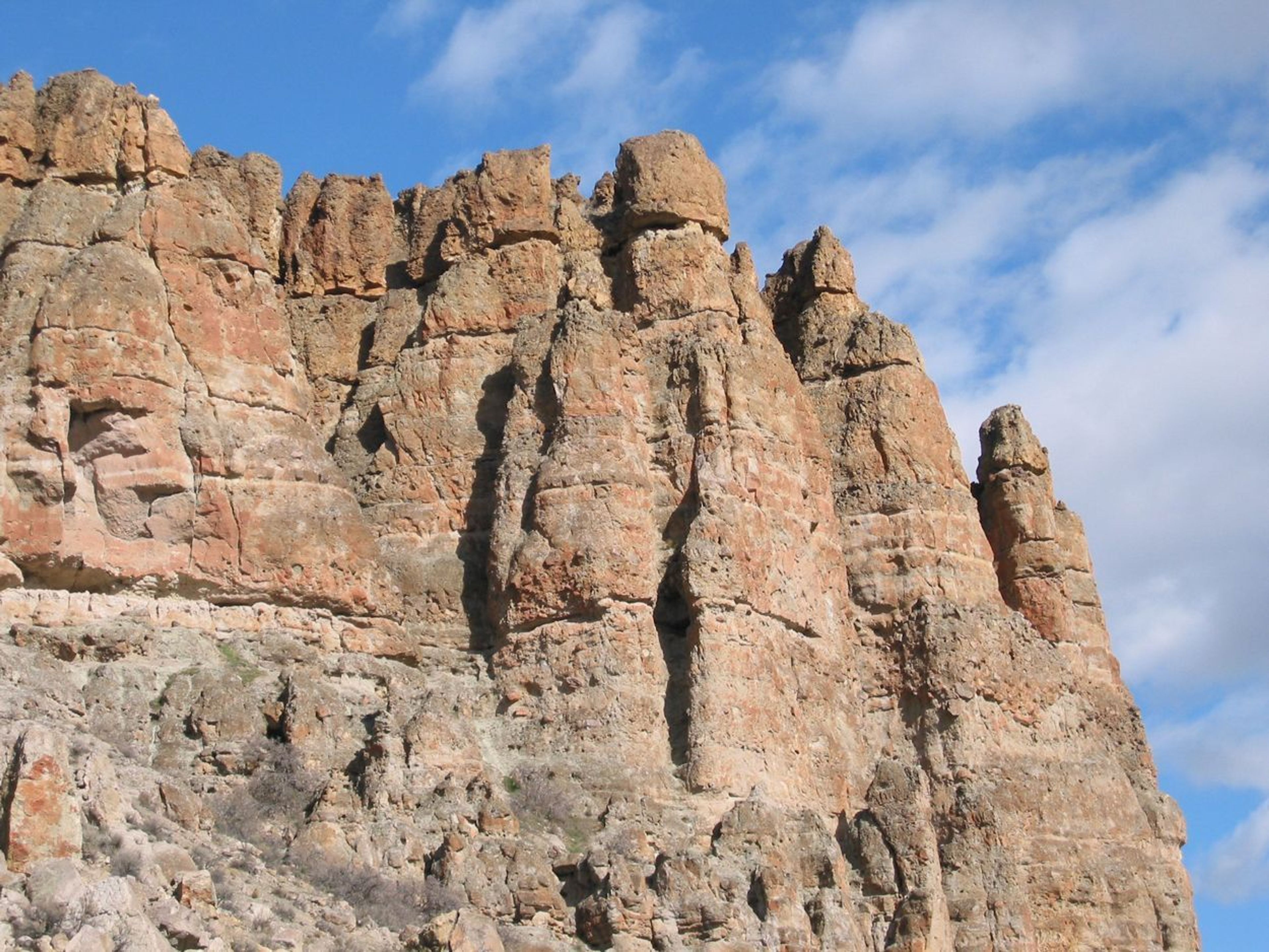 The Clarno Palisades are remains of ancient volcanic mudslides.