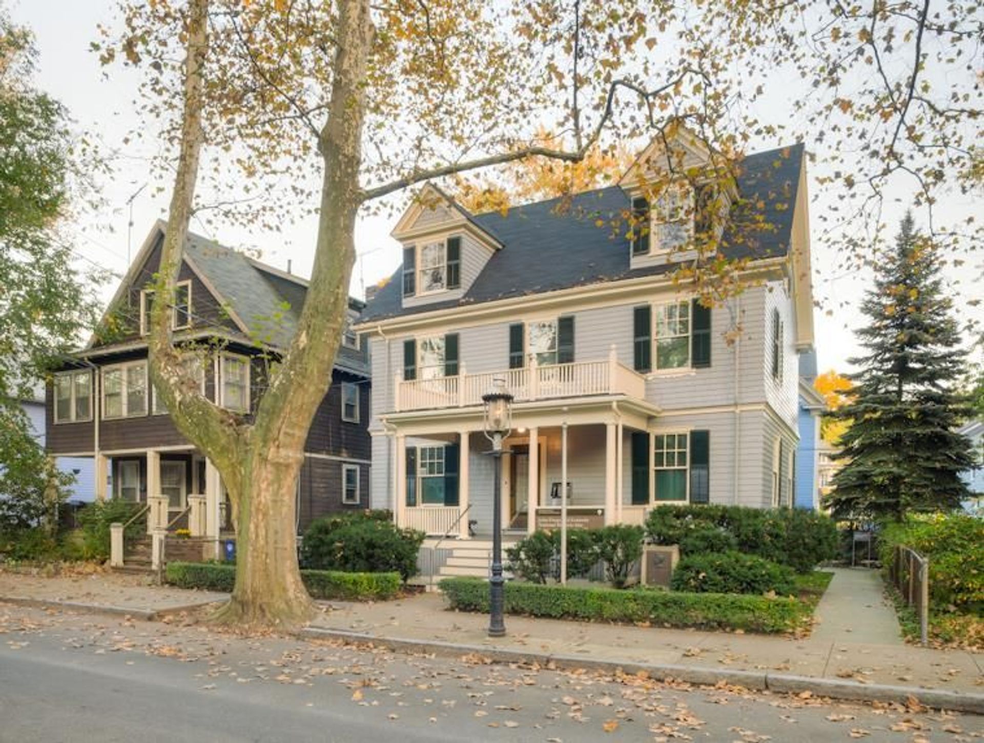 Photograph of the birthplace of John F. Kennedy on Beals st. in Brookline, MA