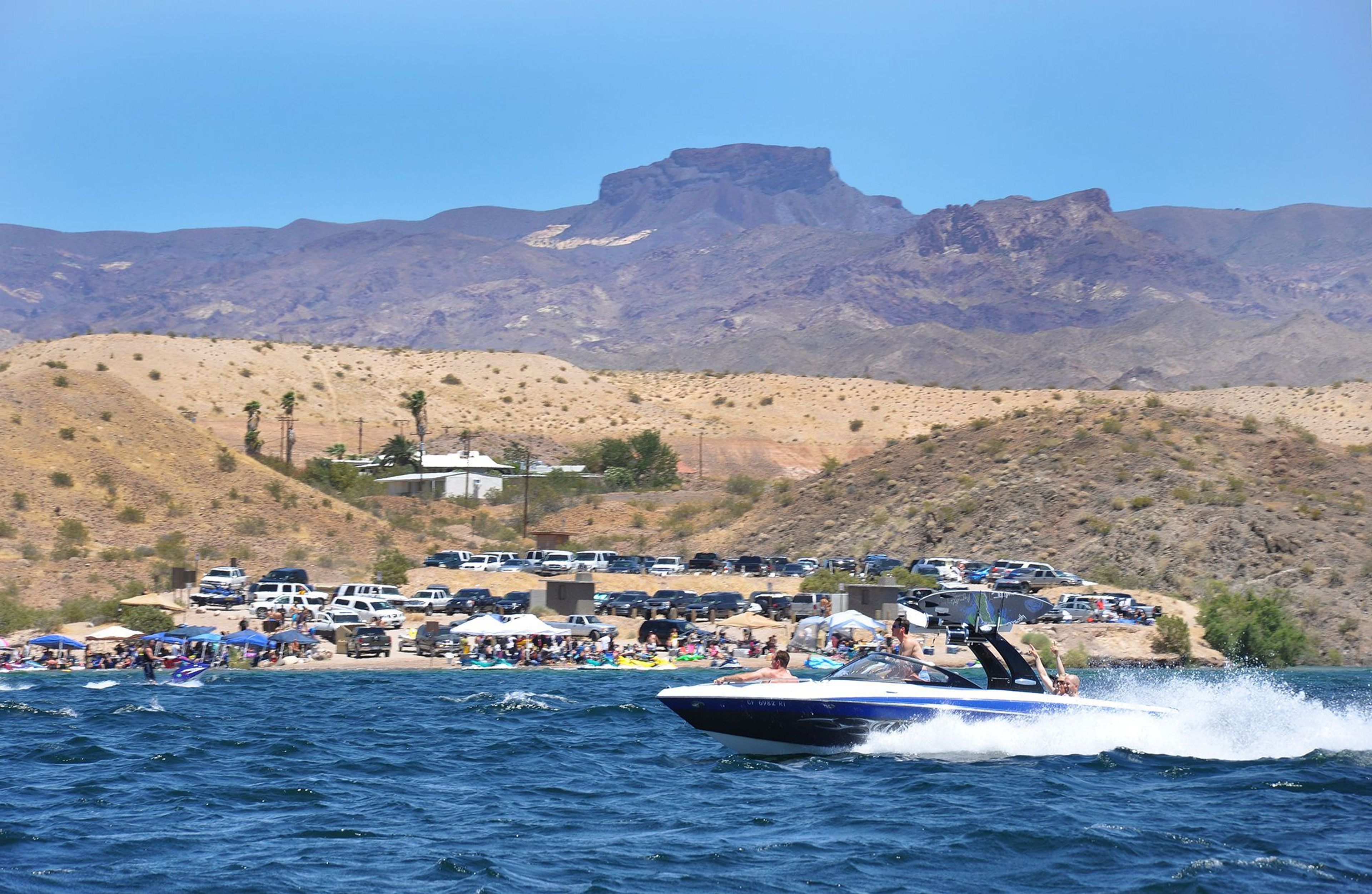 Boating is a popular activity at lakes Mead and Mohave