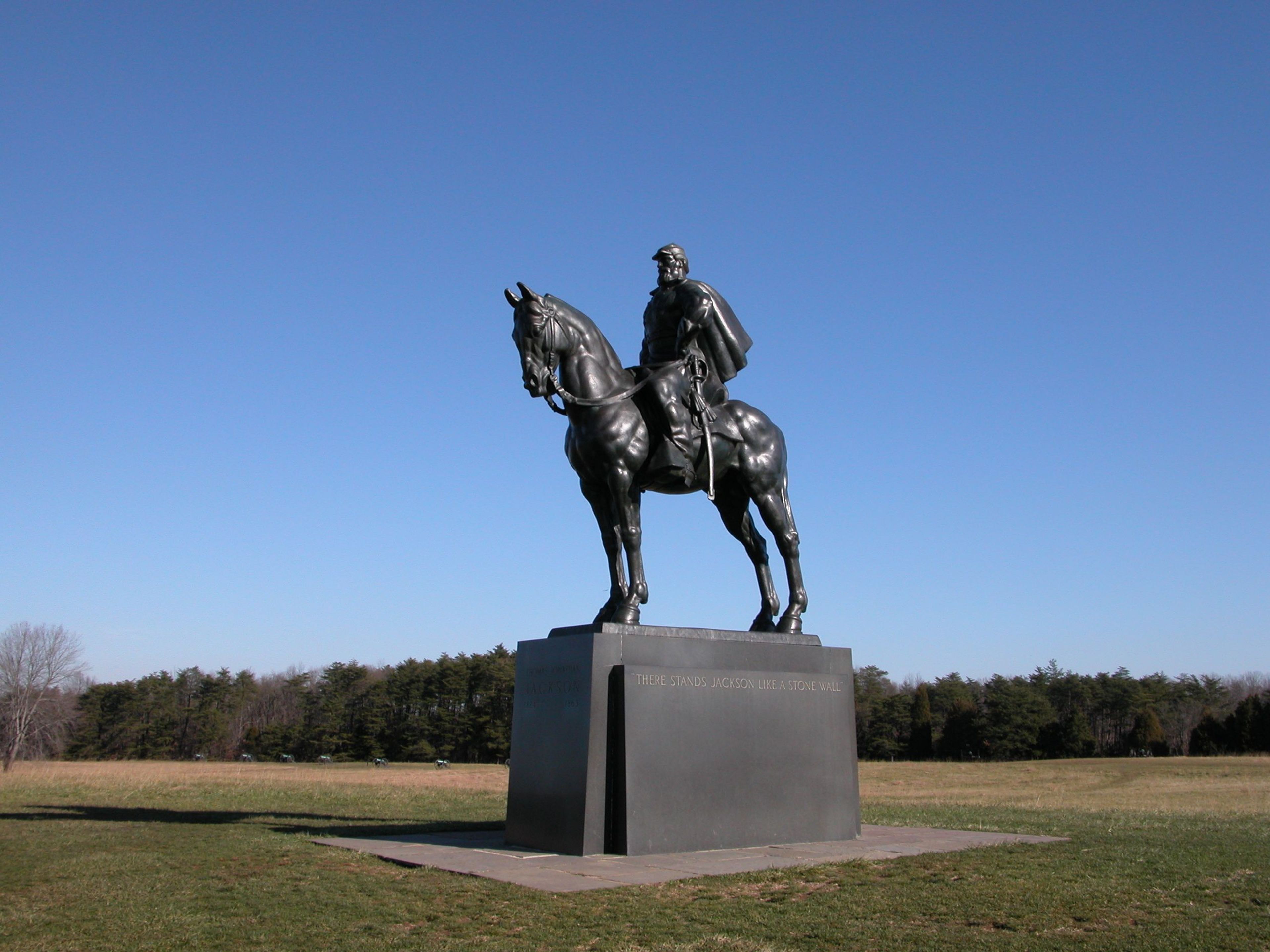 The statue of Confederate Gen. T. J. "Stonewall" Jackson stands on Henry Hill, near the spot where he earned his famous nickname.