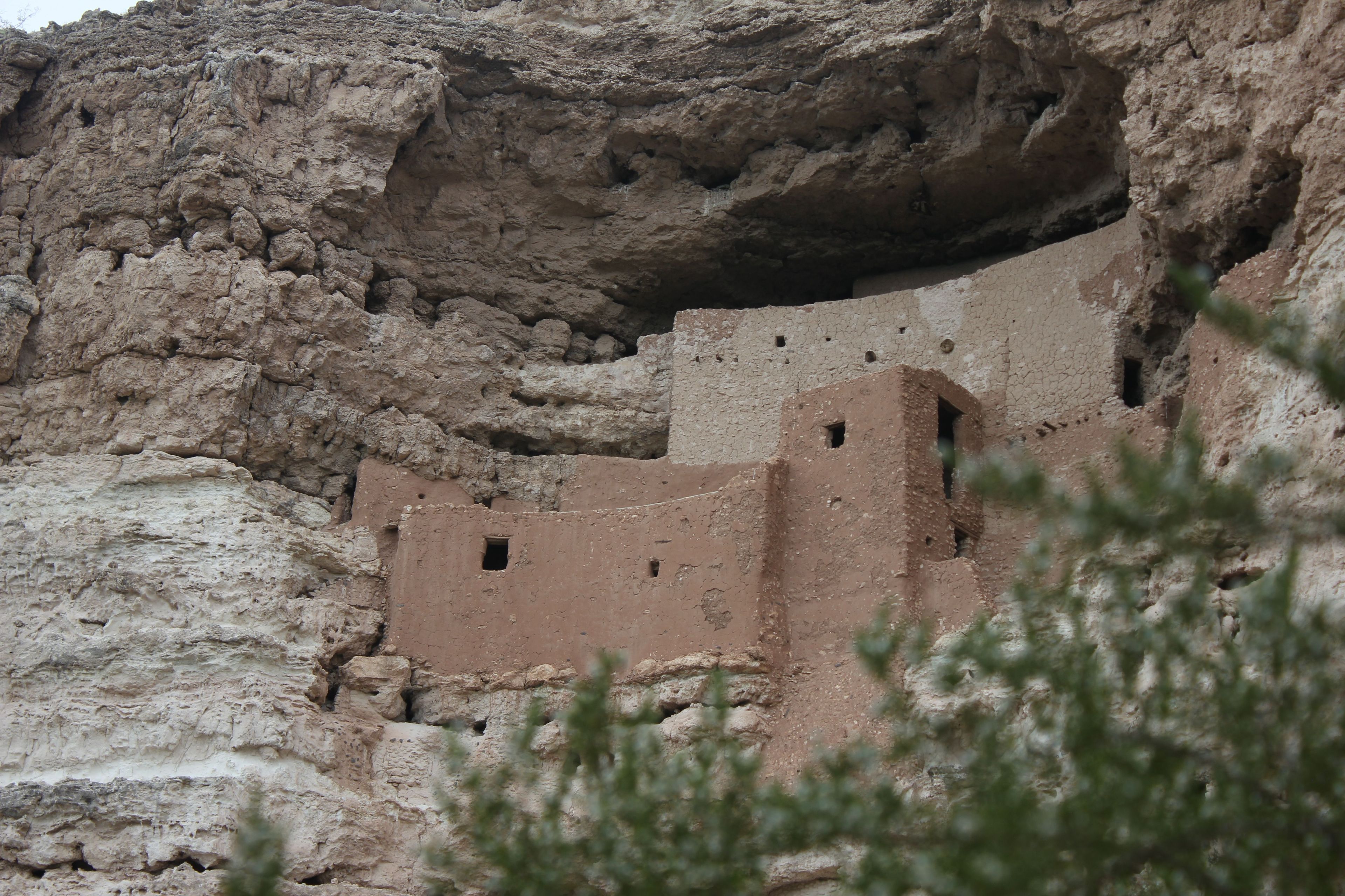 Montezuma Castle was built in an alcove about 90 feet up a cliff. This protects the dwelling from flooding.