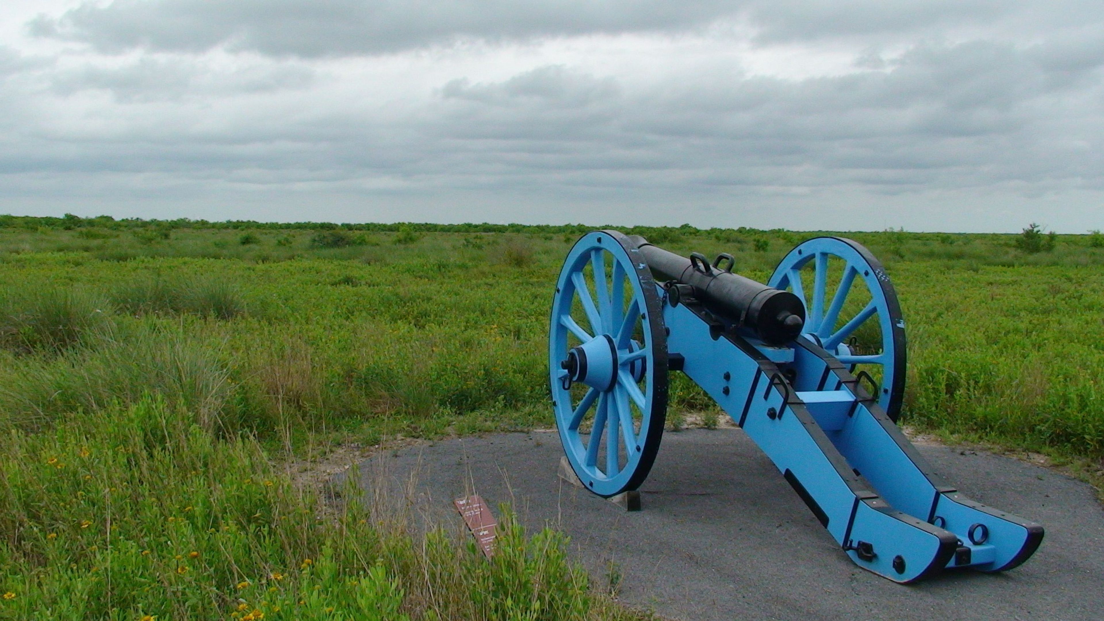 A Mexican 8-pound field gun surveys the battlefield.