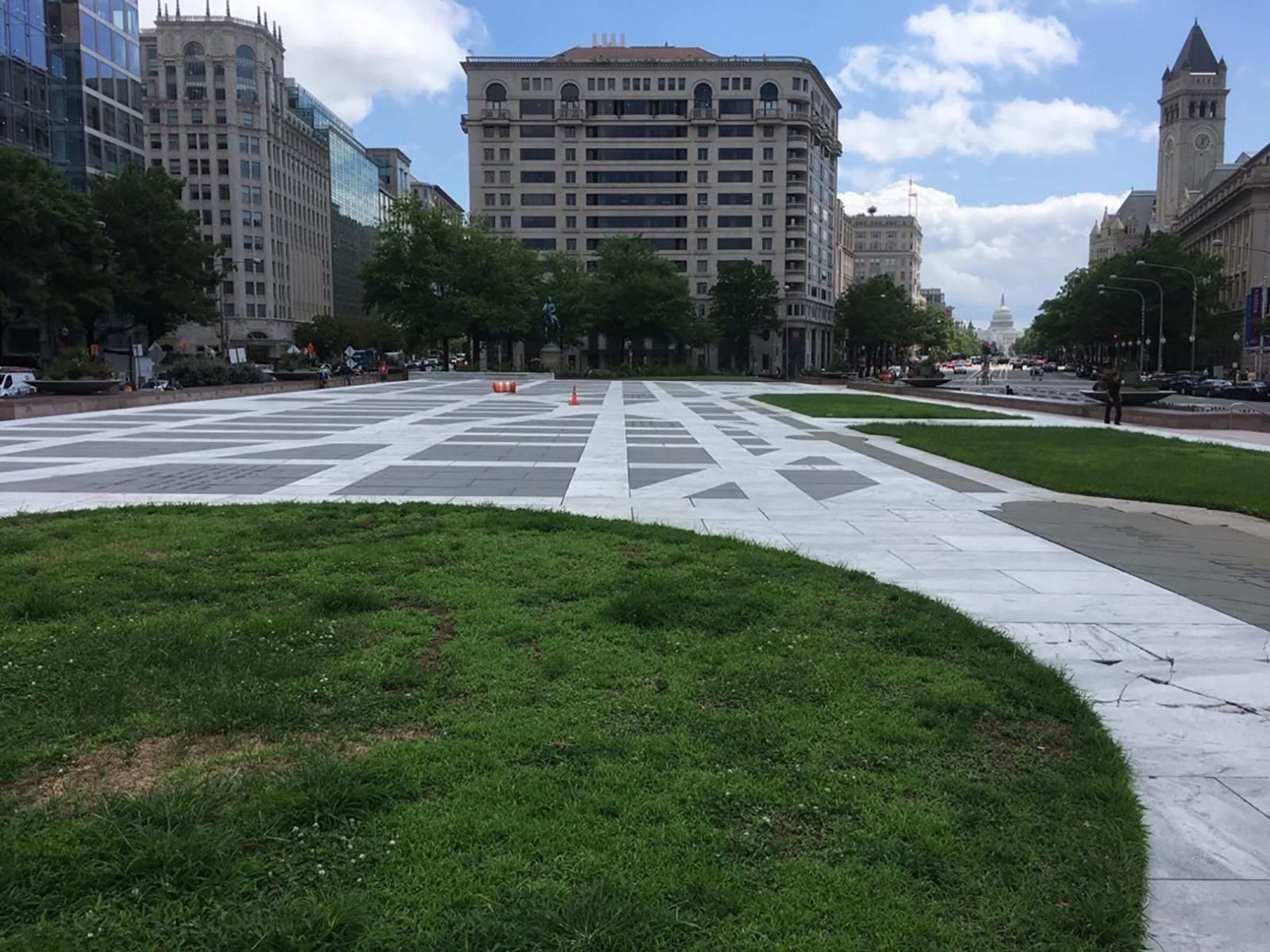 Freedom Plaza is a large square on Pennsylvania Avenue near the White House.