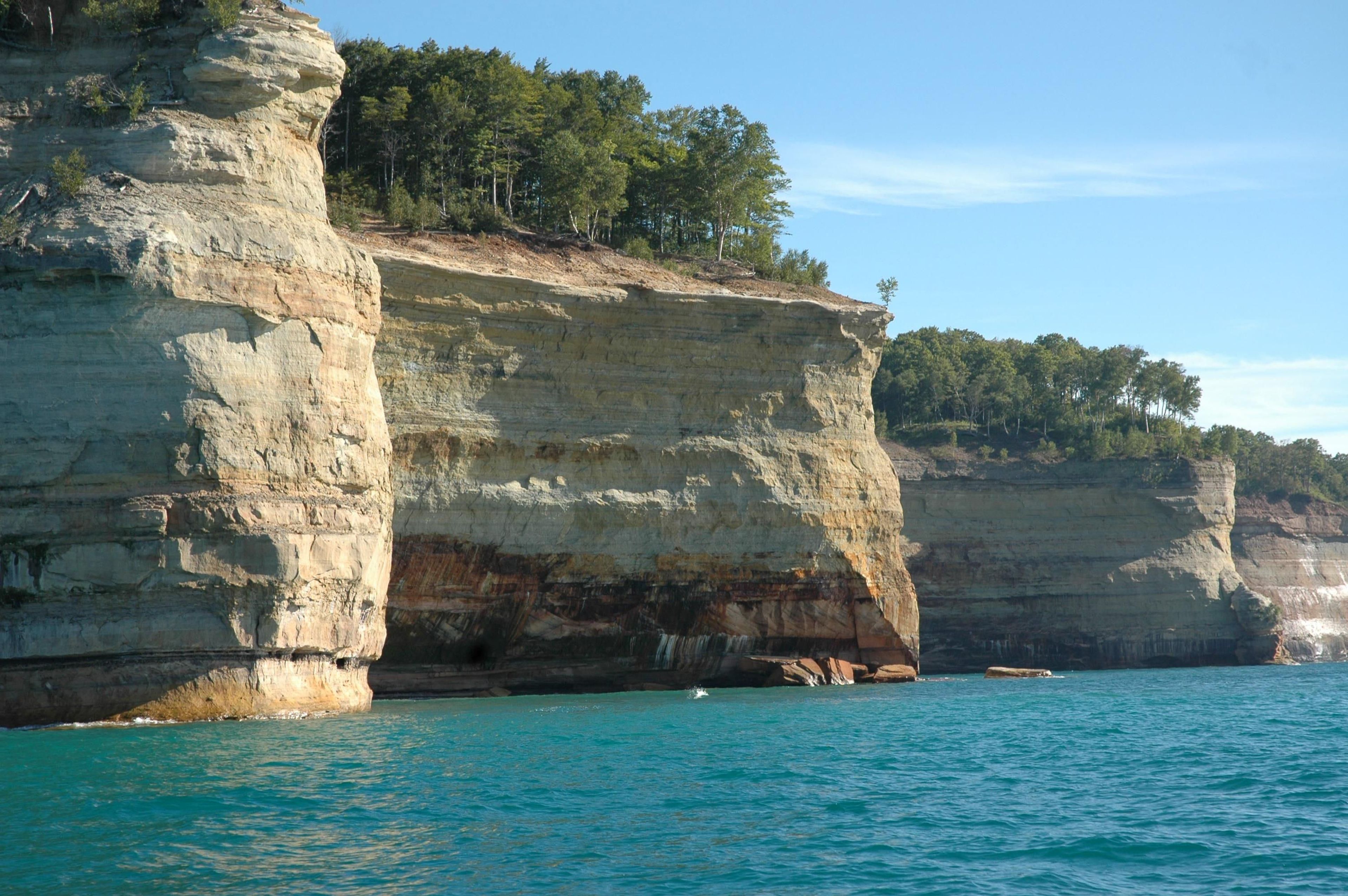 15 miles of carved and colorful cliffs along the Lake Superior shoreine.