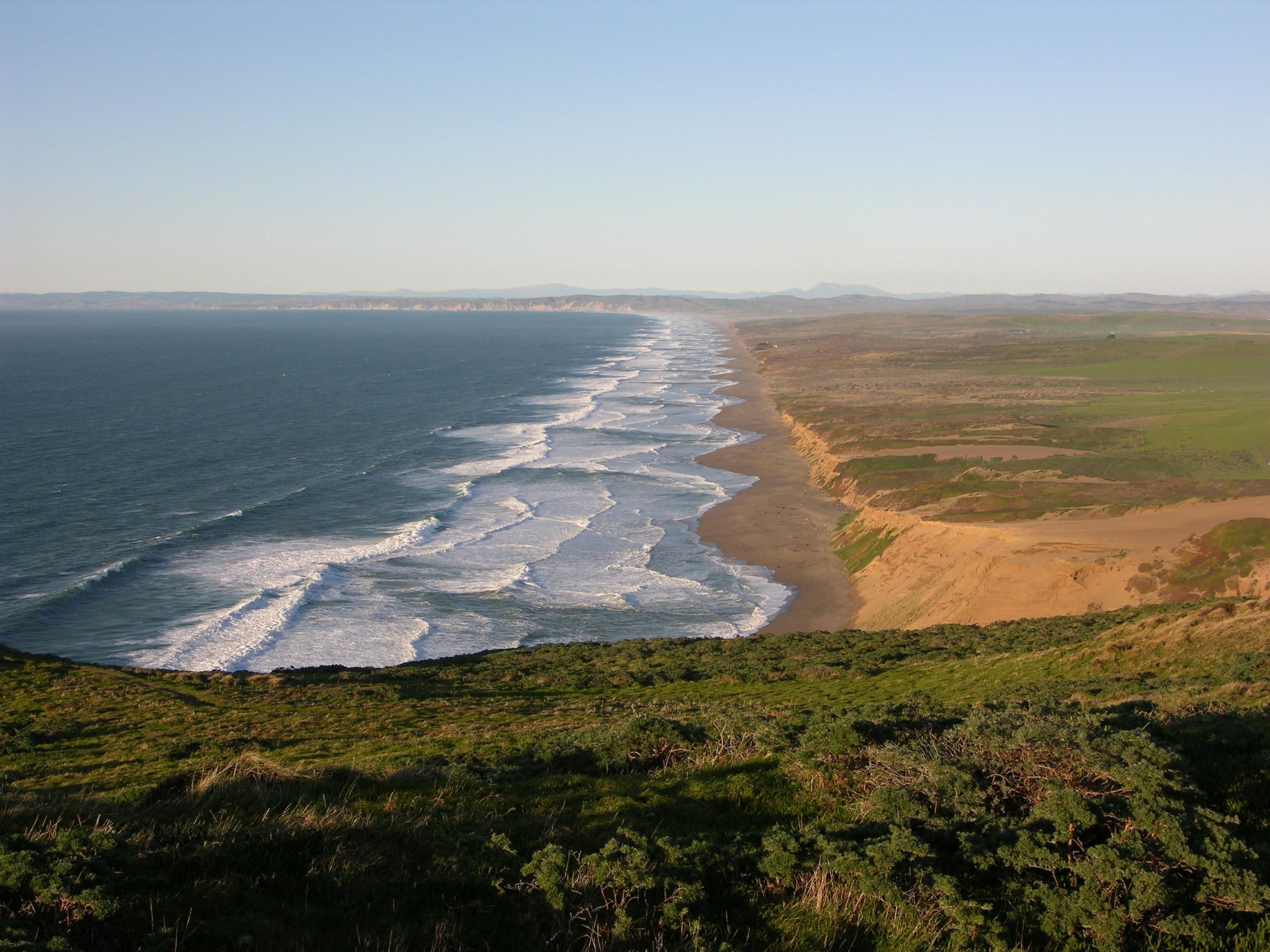 Point Reyes Beach from the Point Reyes Lighthouse visitors' parking lot.