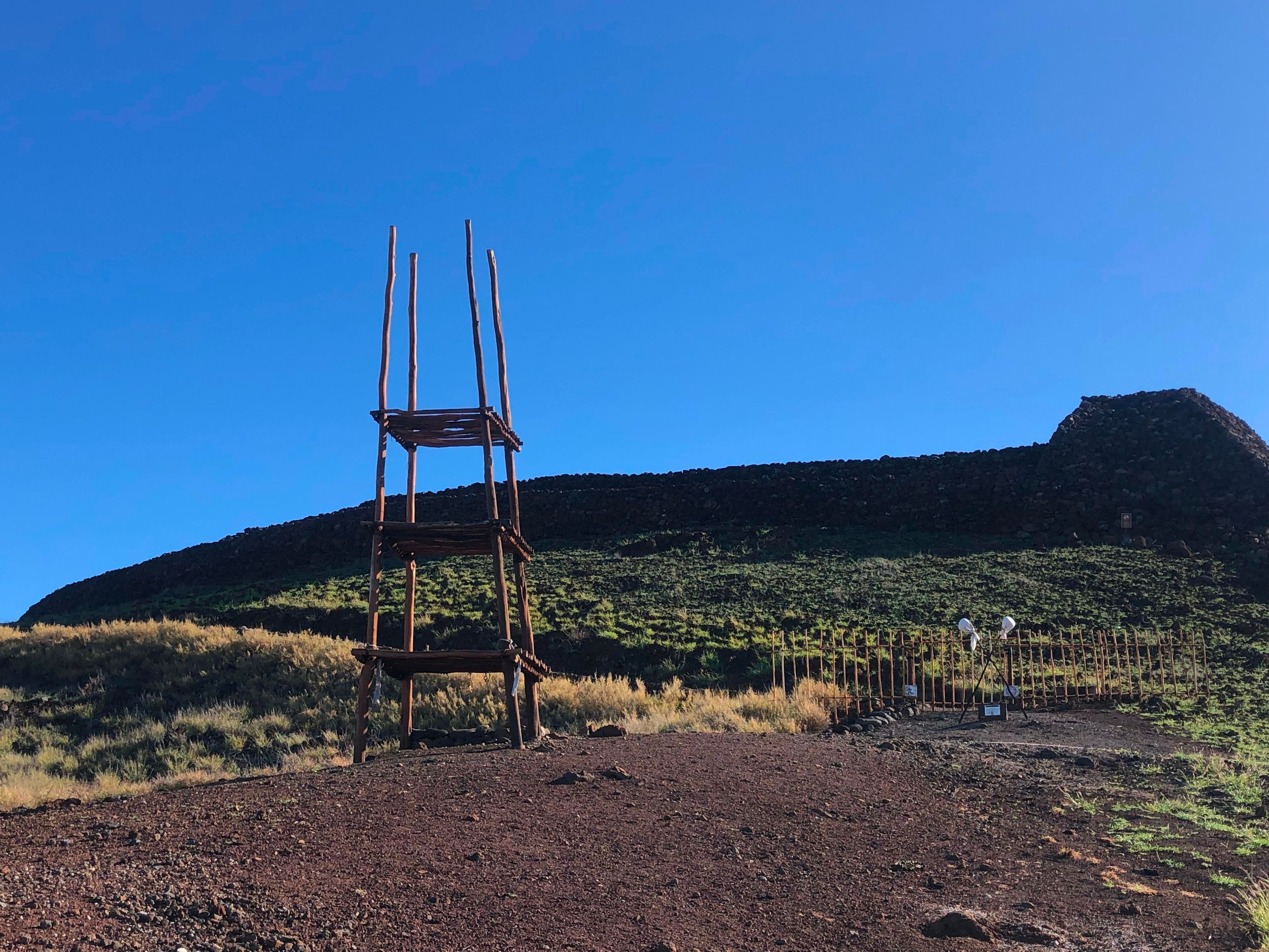 Pu'ukoholā Heiau on a clear hot and sunny day in the district of Kawaihae.