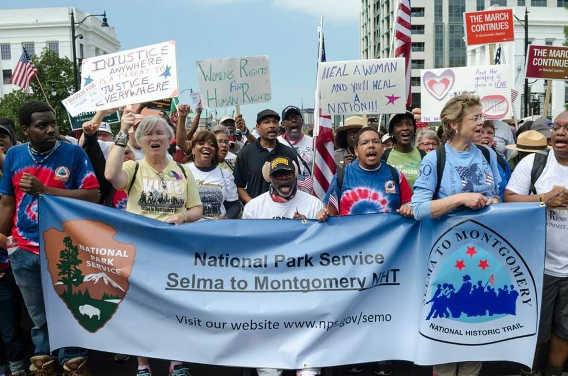 During the 50th Anniversary Walking Classroom event participants marched nearly 54-miles from Selma to Montgomery.