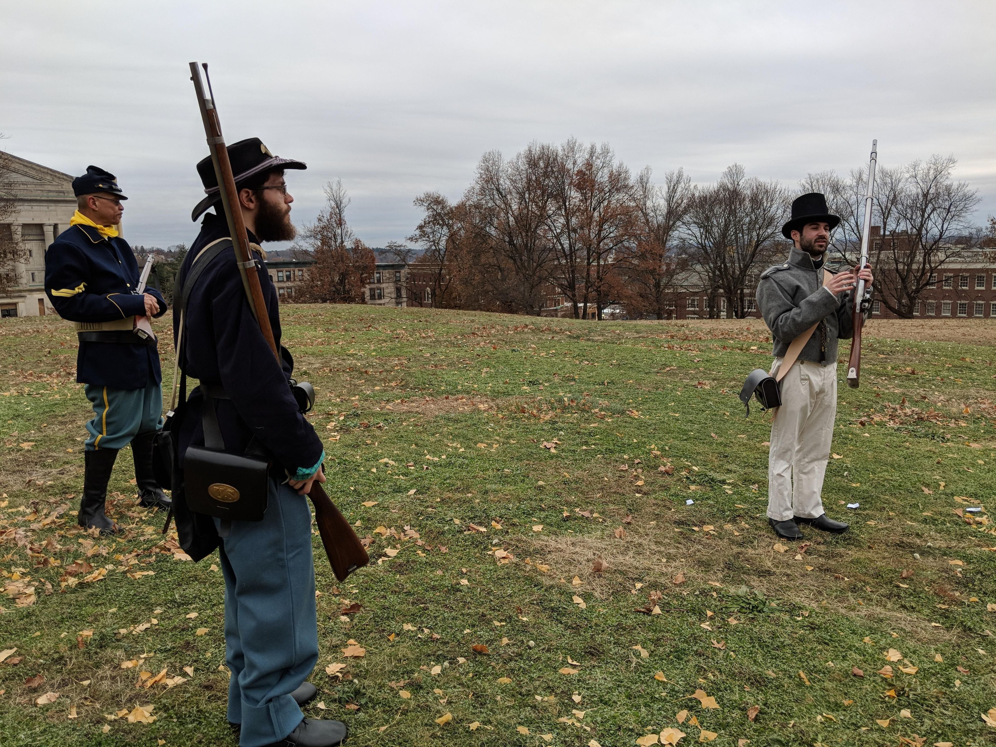 Park Volunteers give a blank firing demonstration of historic firearms.