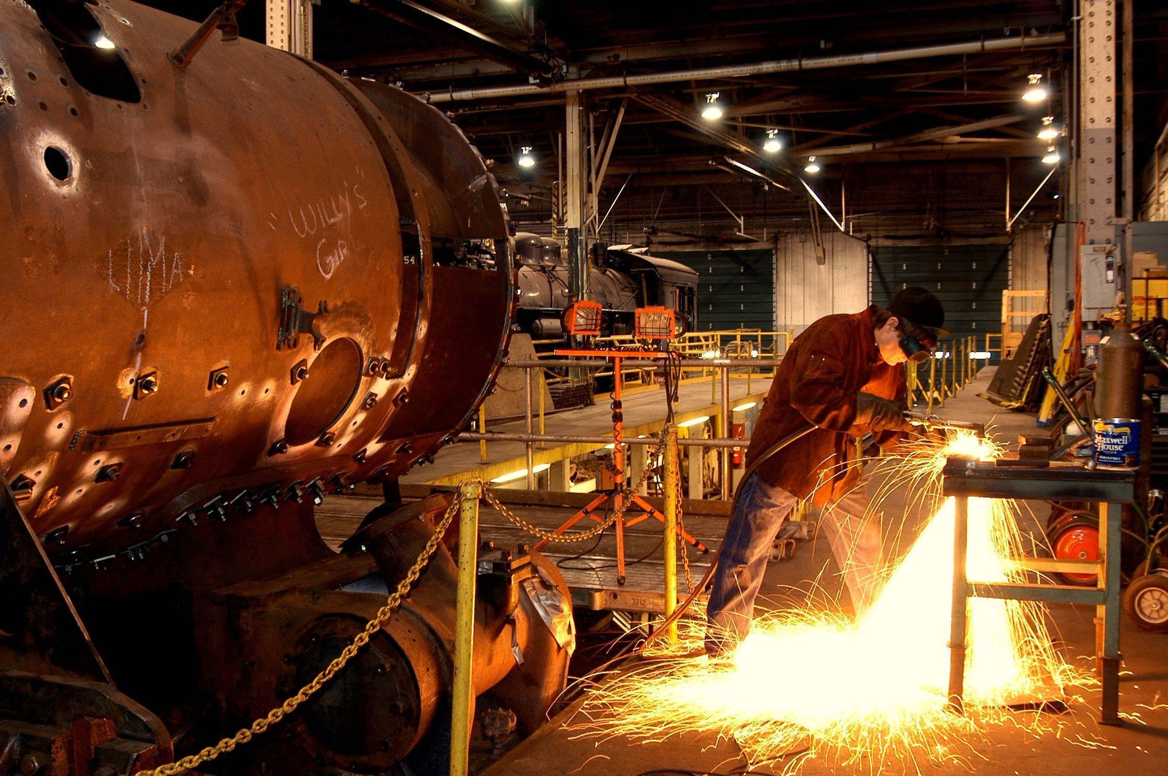 Locomotive maintenance and repairs never end. Many employees and volunteers work year-round in the Locomotive Shop to repair the engines within Steamtown's collection.