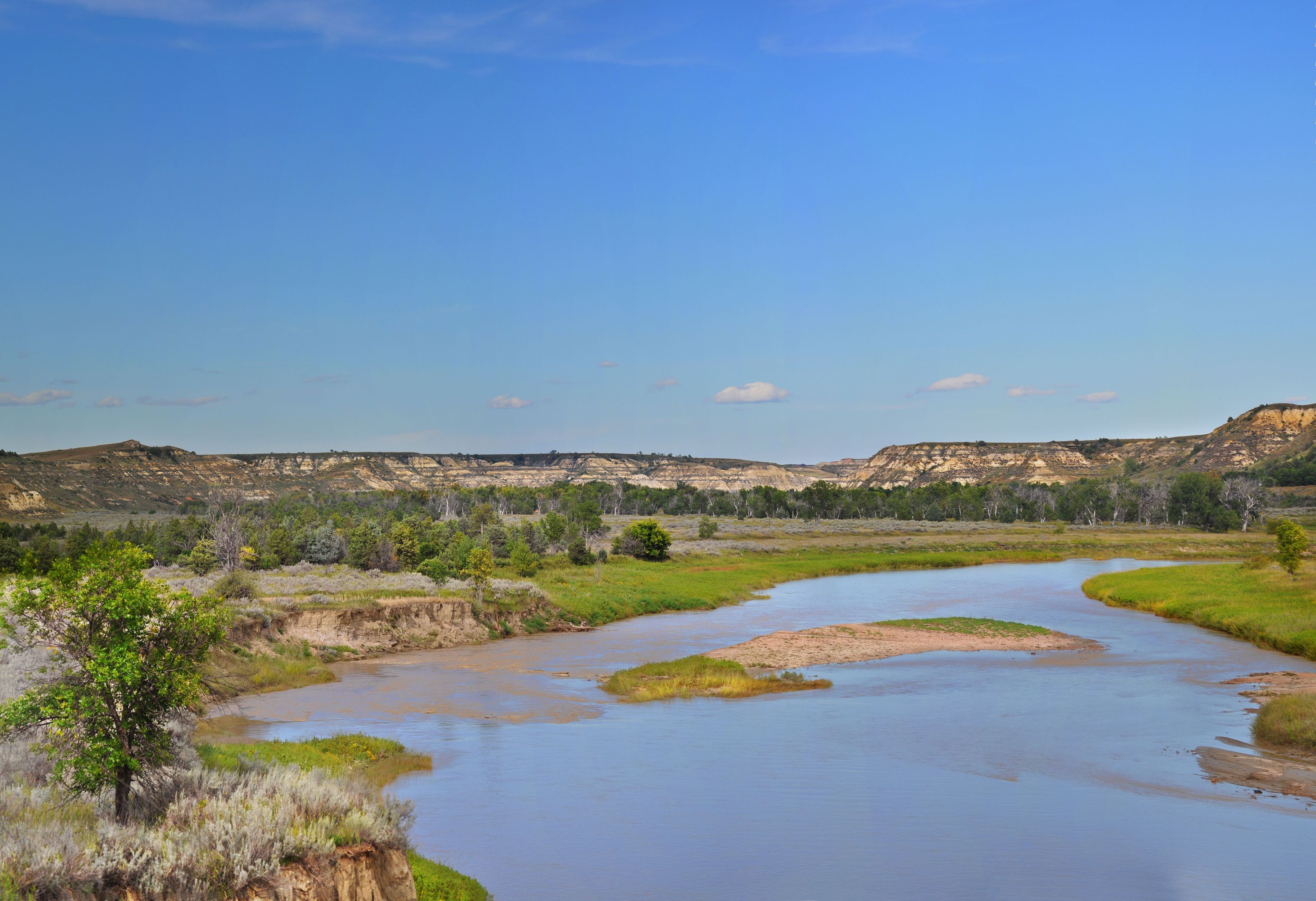 The Maah Daah Hey Trail follows the Little Missouri River for several miles before it enters the Theodore Roosevelt Wilderness.