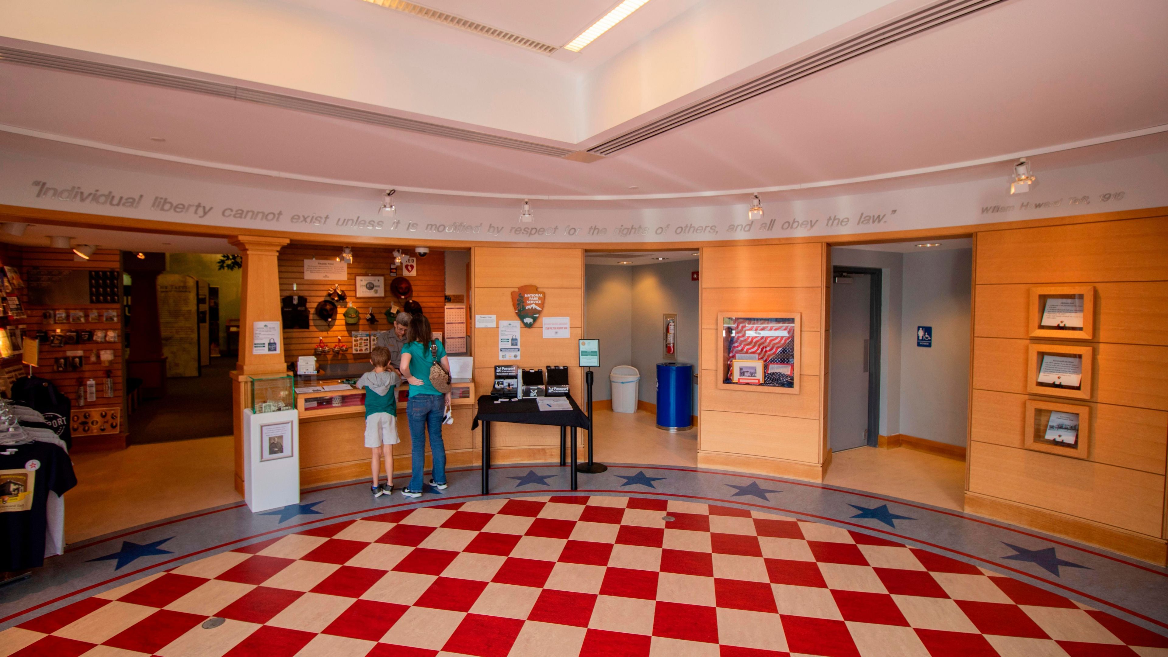 The main entrance lobby to the Taft Education Center greets visitors when they arrive.