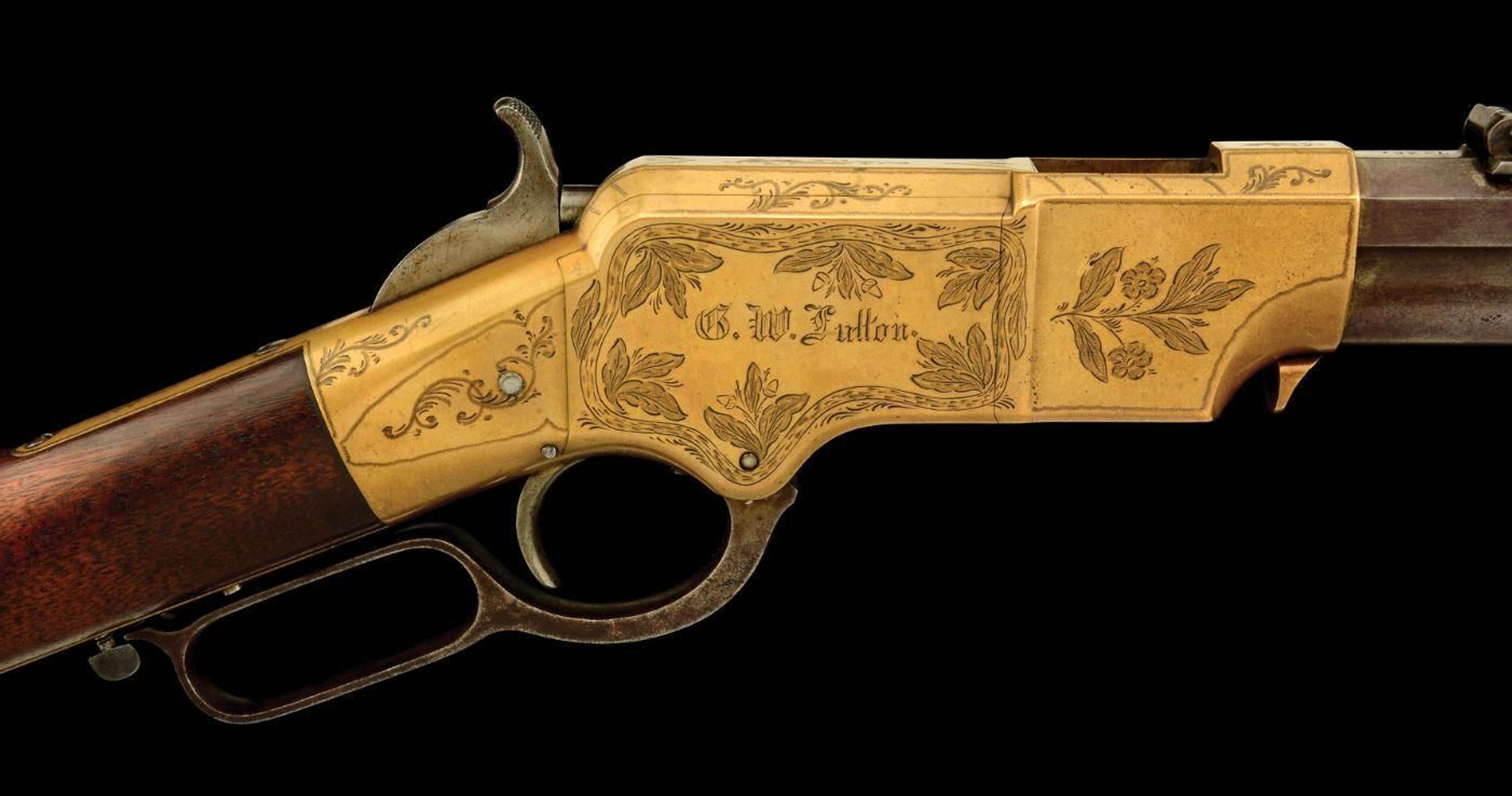 A rare 1864 Henry repeating rifle from the park's museum collection belonged to Missouri Civil War veteran George W. Fulton