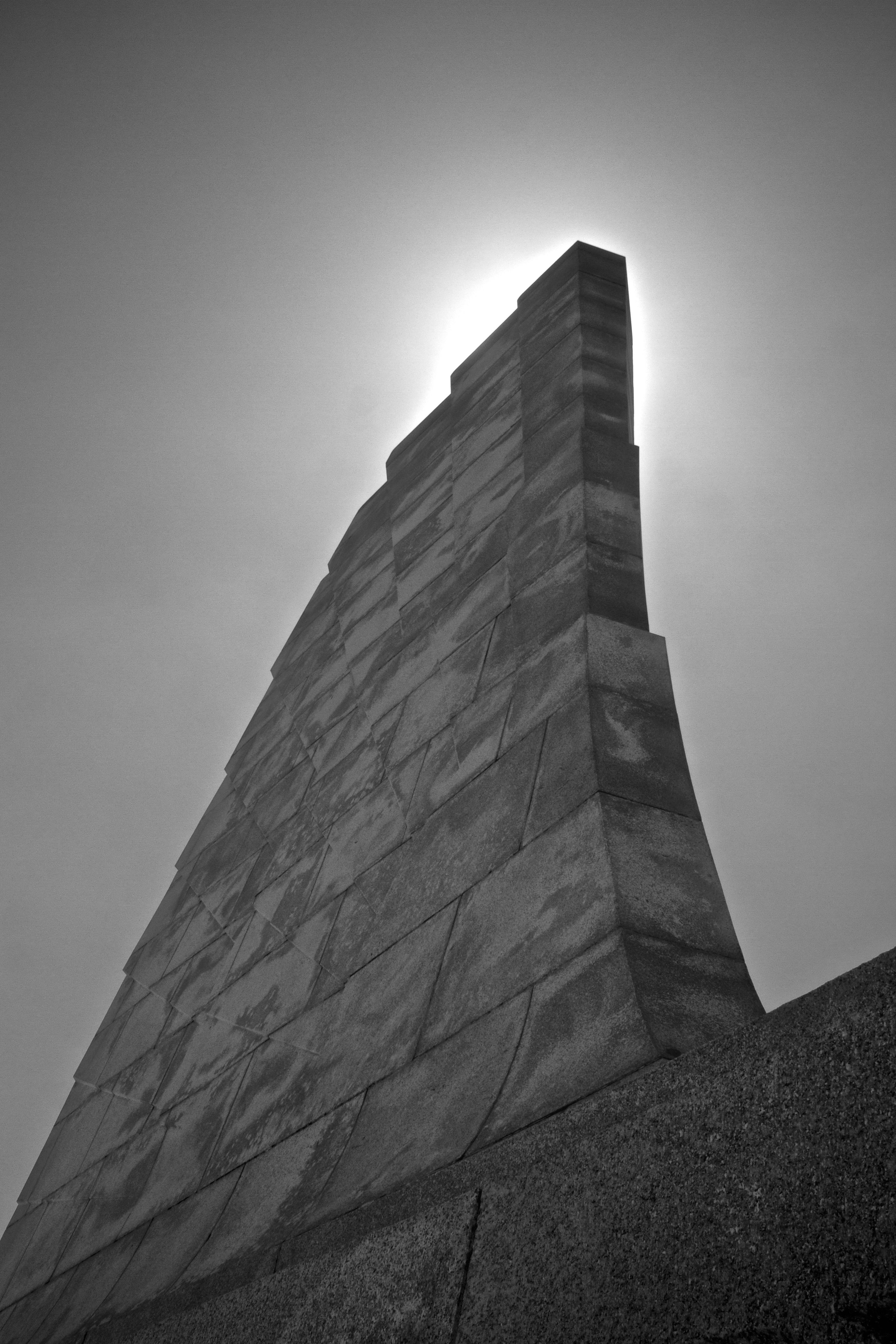 Black-and-white image of the Wright Brothers Monument