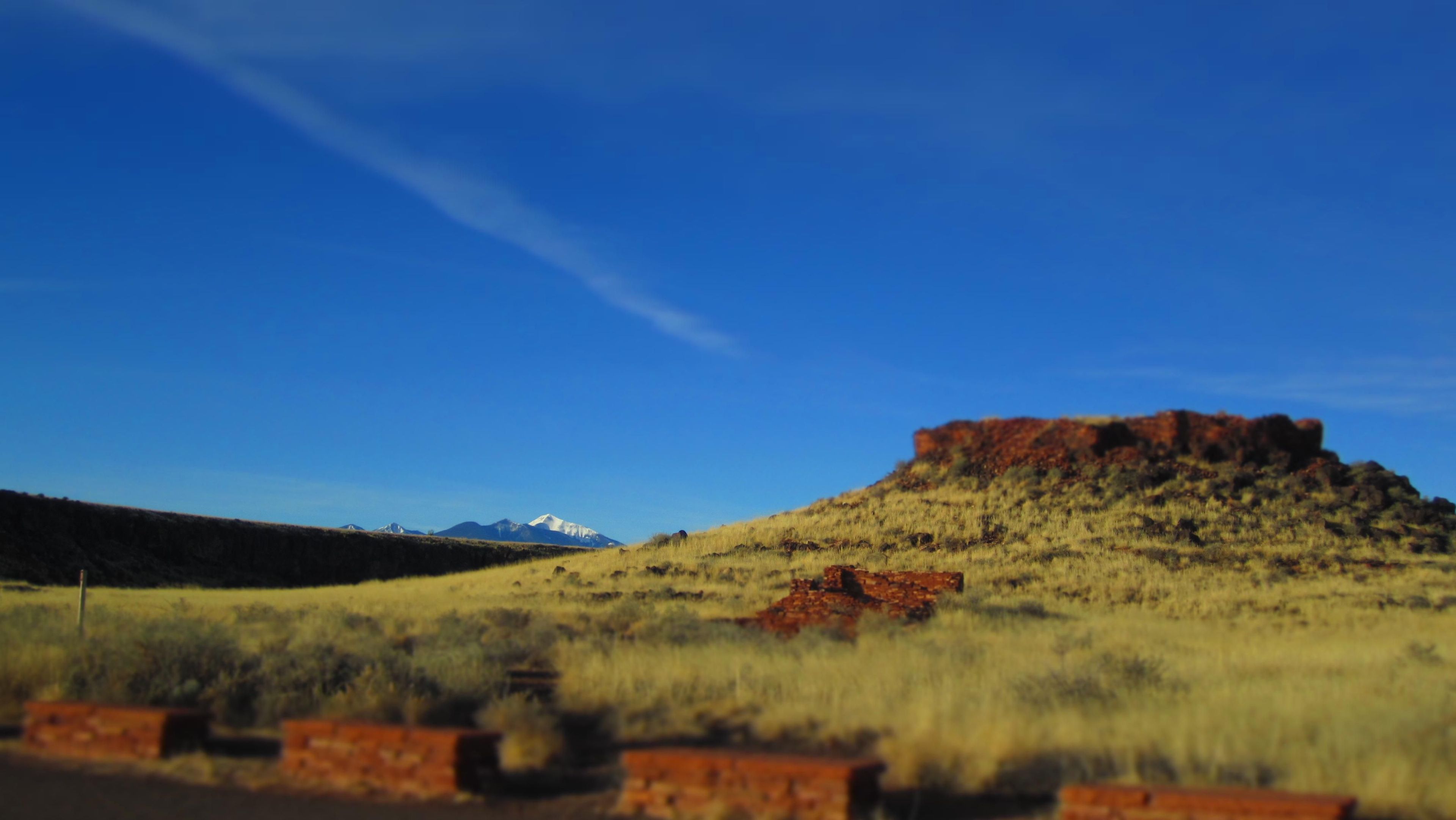 The Citadel Pueblo sits atop a small cinder hill overlooking the surrounding grasslands.