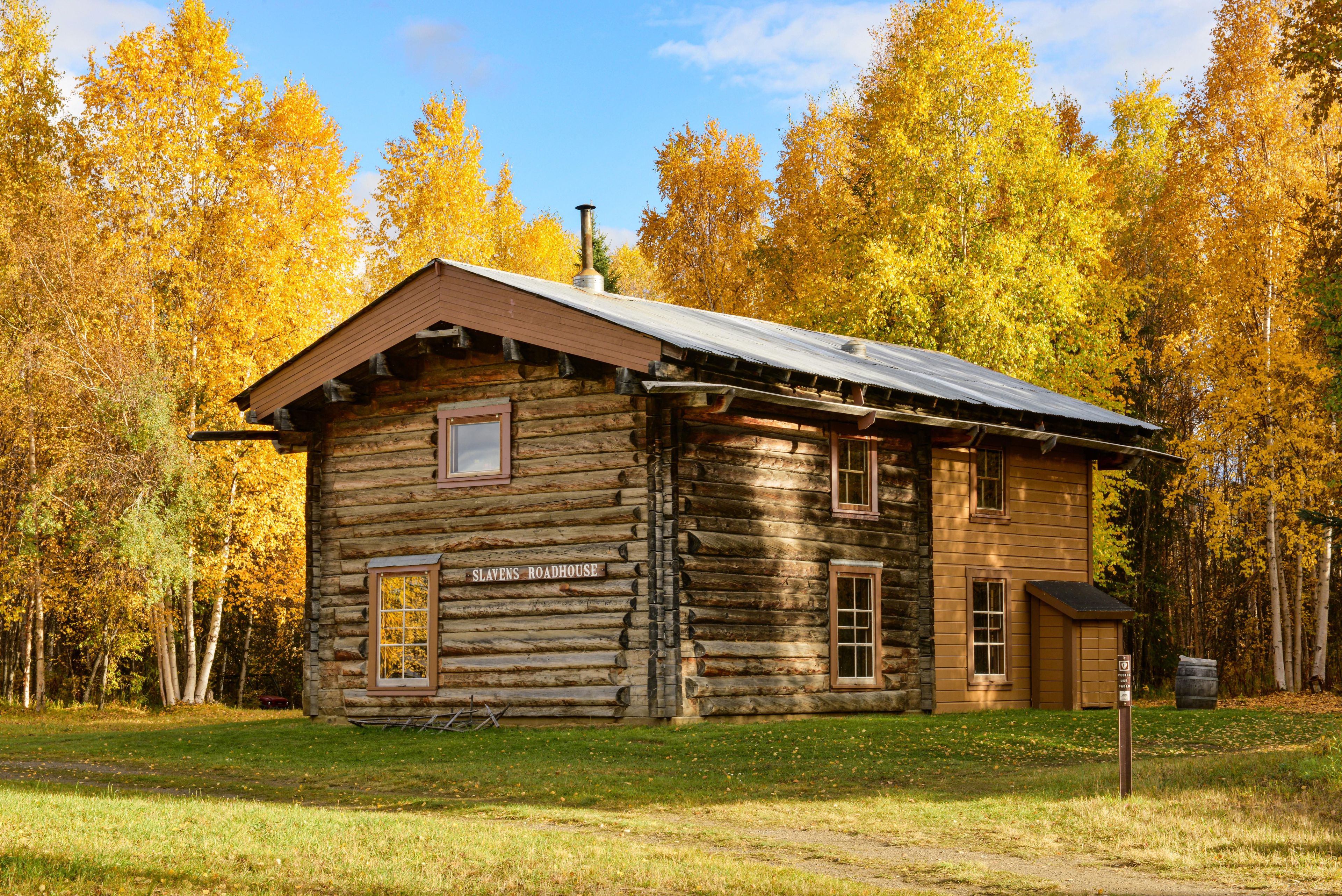 A historic roadhouse and public use cabin on the Yukon River