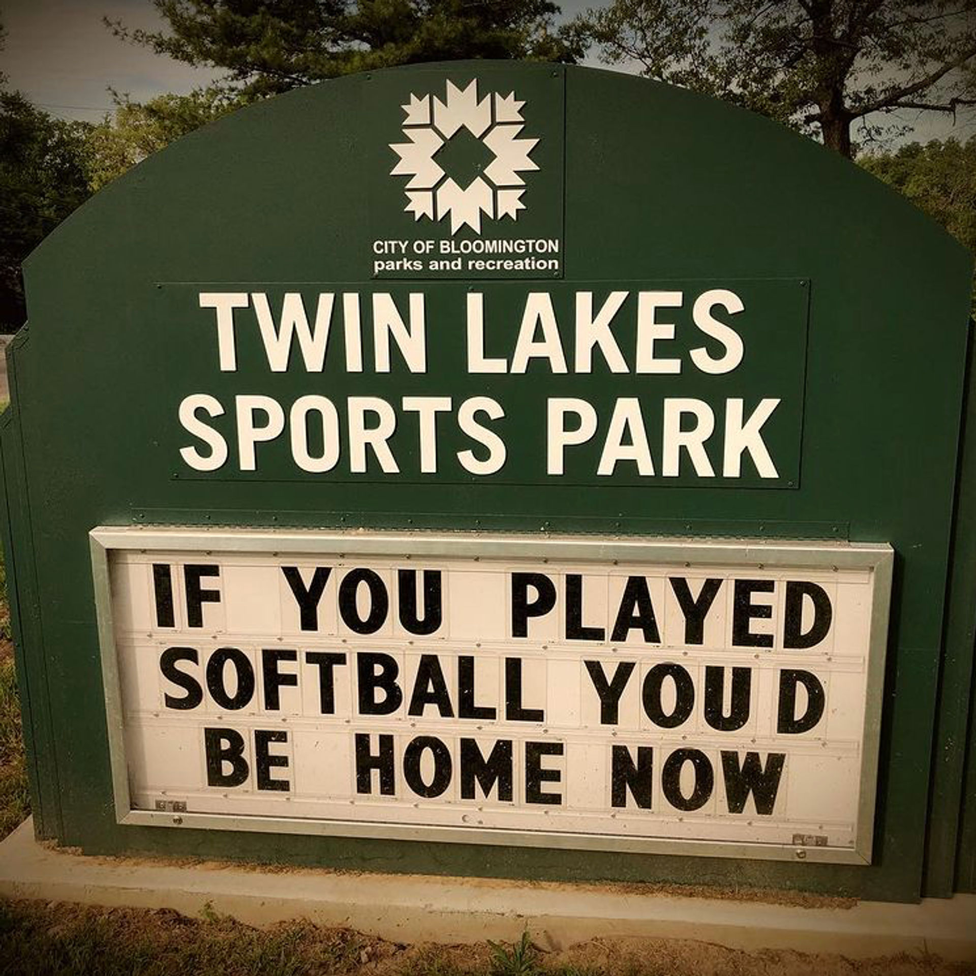 Funny Marquee Sign at Twin Lakes Sports Park