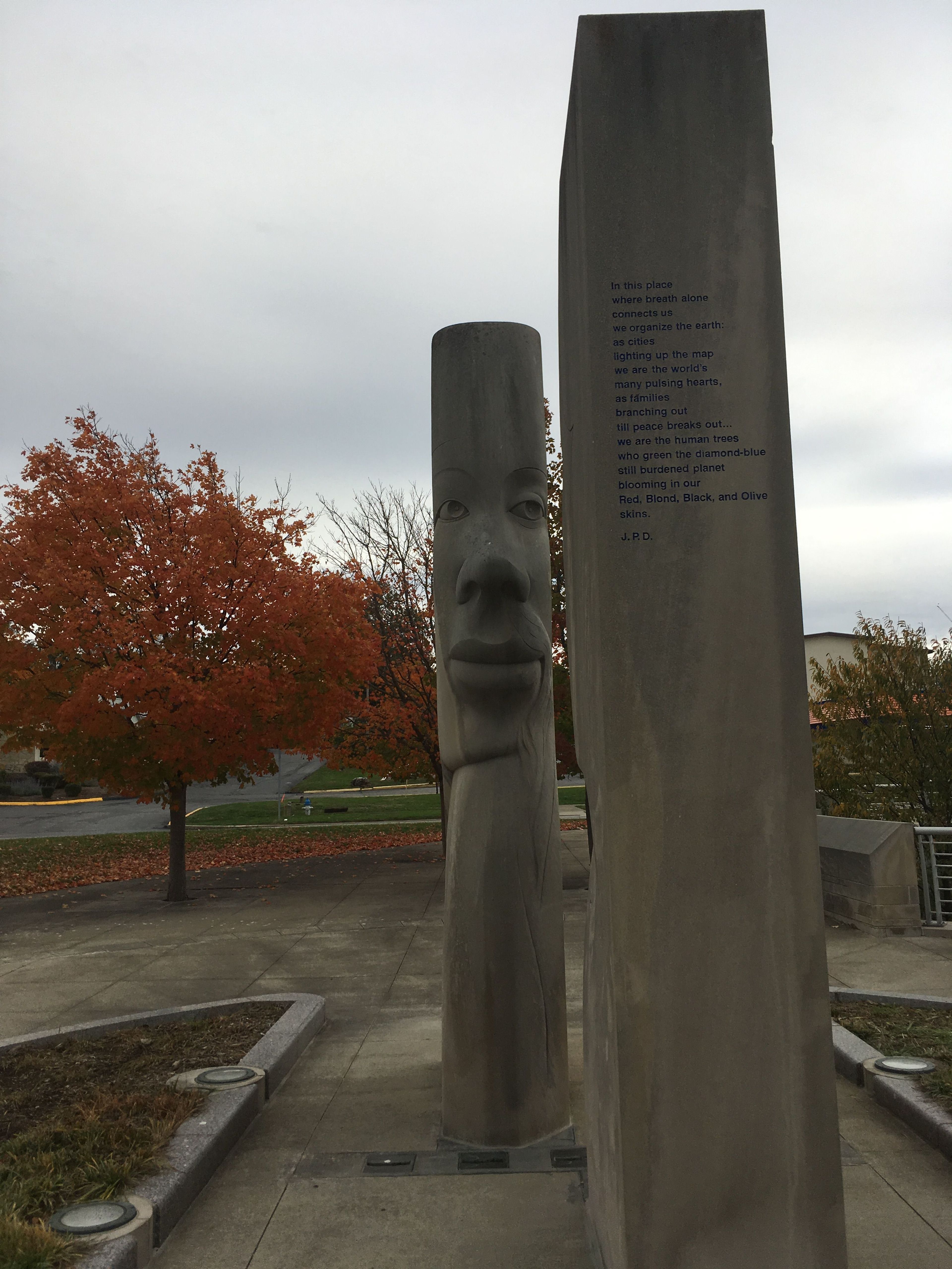 Red Bond Black and Olive Statue at Miller-Showers Park