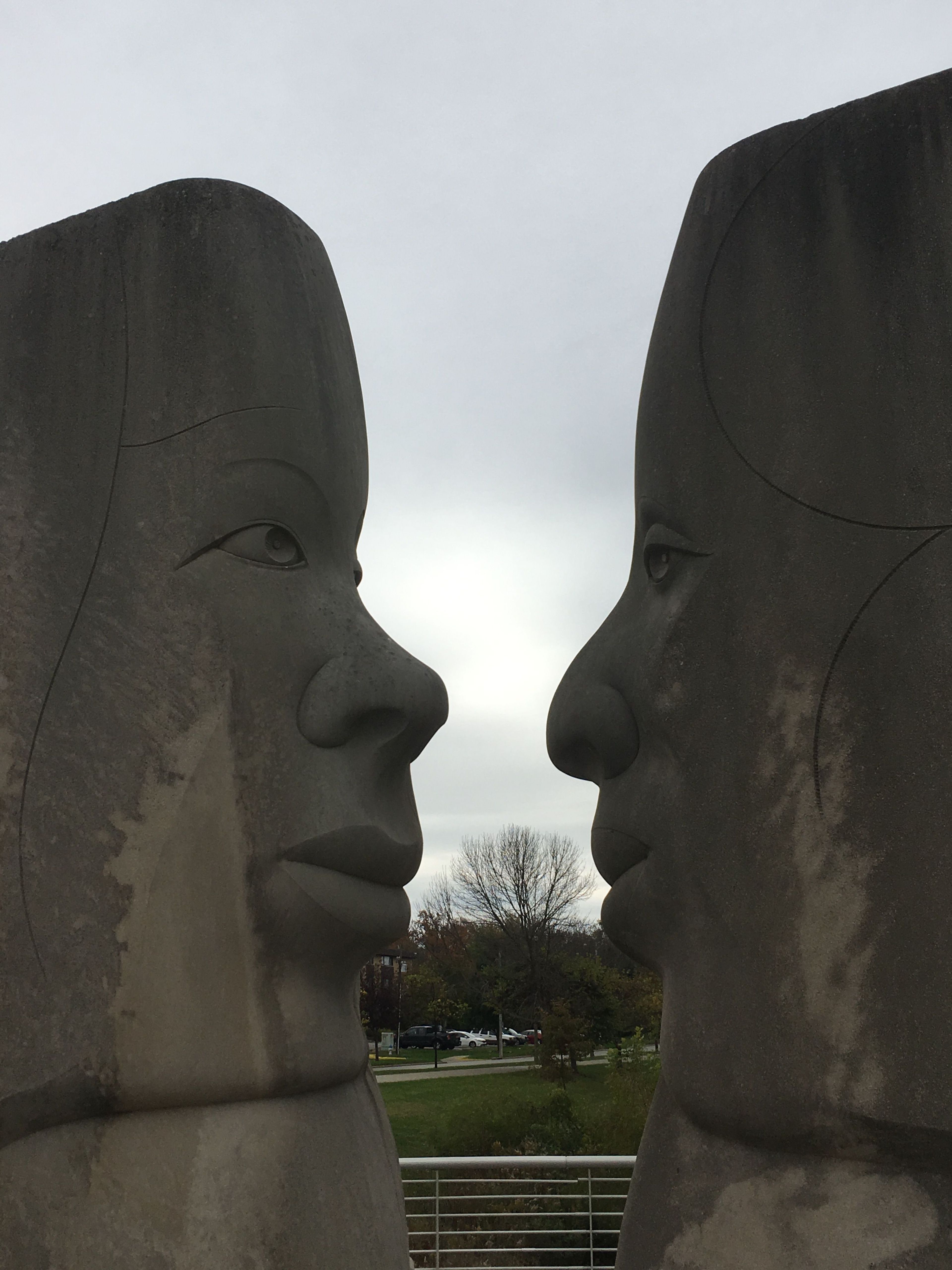 Red Bond Black and Olive Statue at Miller-Showers Park