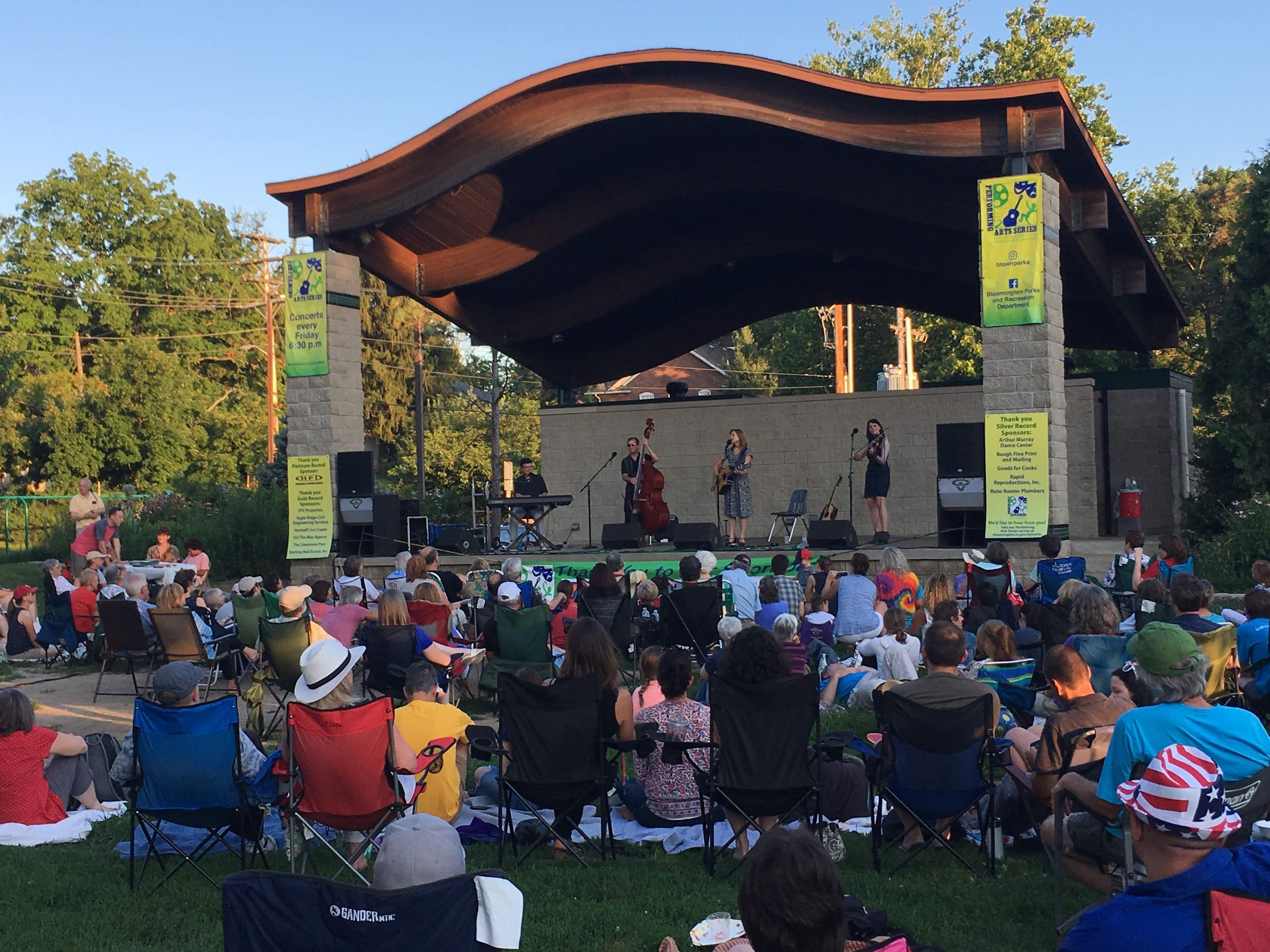 Musician performs on the stage at Waldron, Hill, and Buskirk Park  