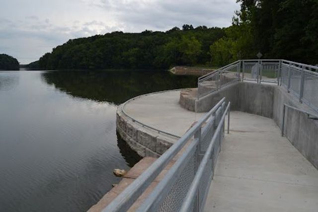 Photo of accessible fishing pier at Griffy Lake.