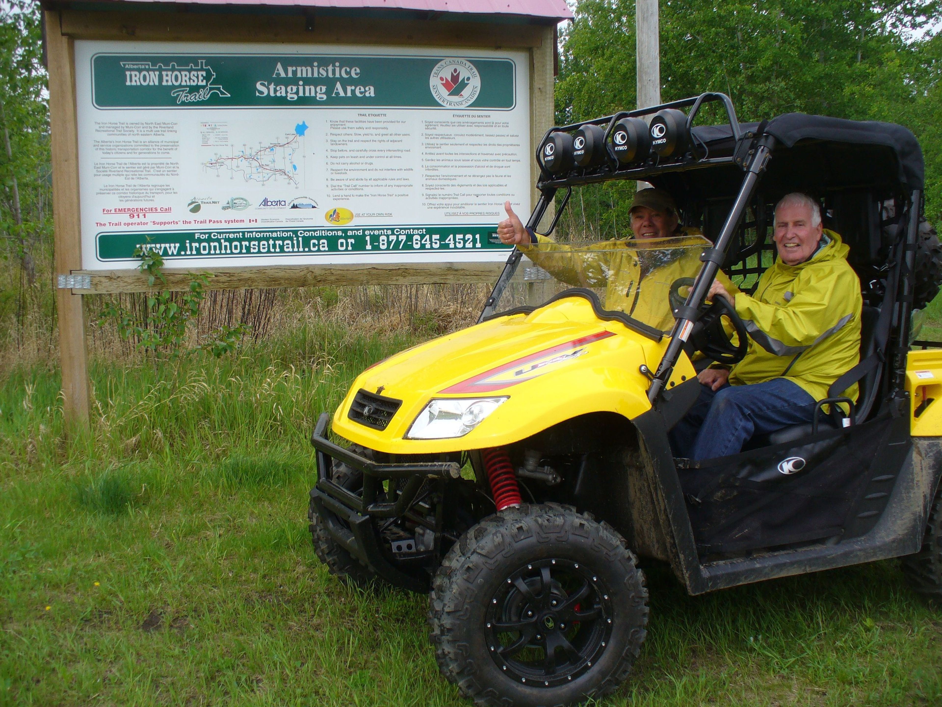 Two former Presidents of Alberta Trailnet visit Armistice in 2013 in a tour of the Iron Horse Trail