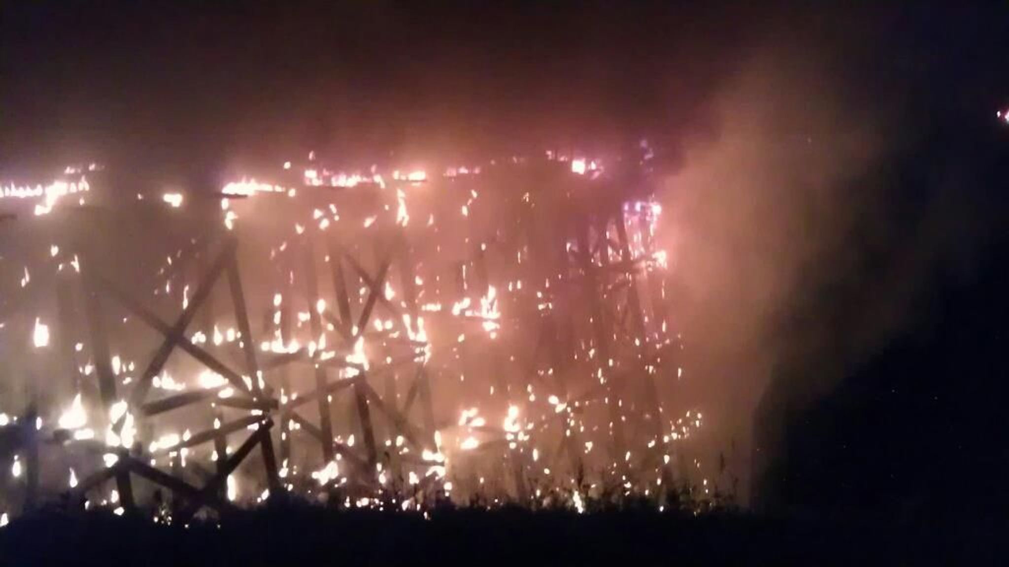 Beaver River Trestle on fire June 2012