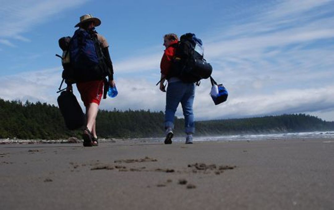 On the beach at the end of the Cape Alava National Recreation Trail in Washington state.