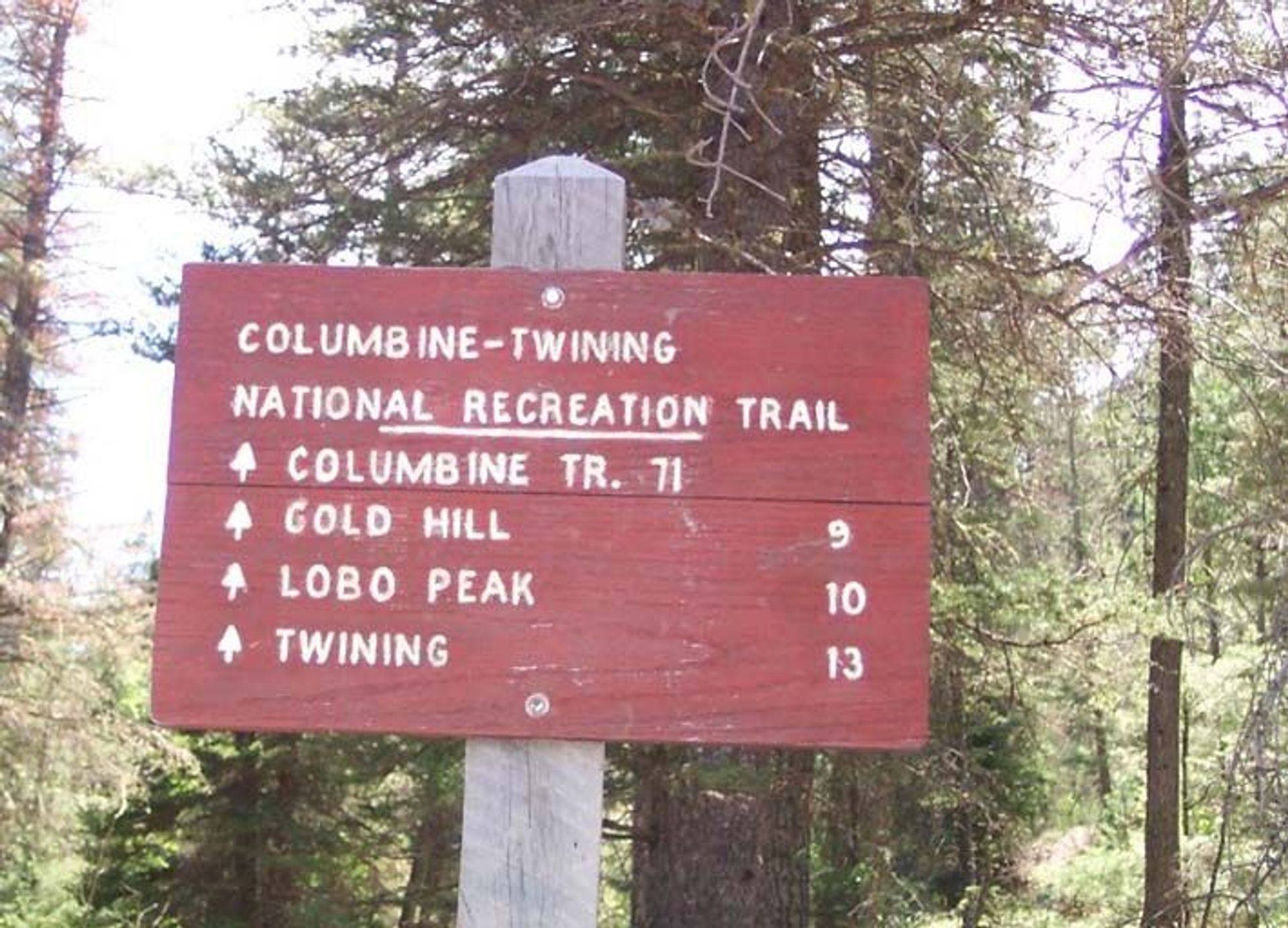 Columbine sign at trailhead. Photo by USDA Forest Service.