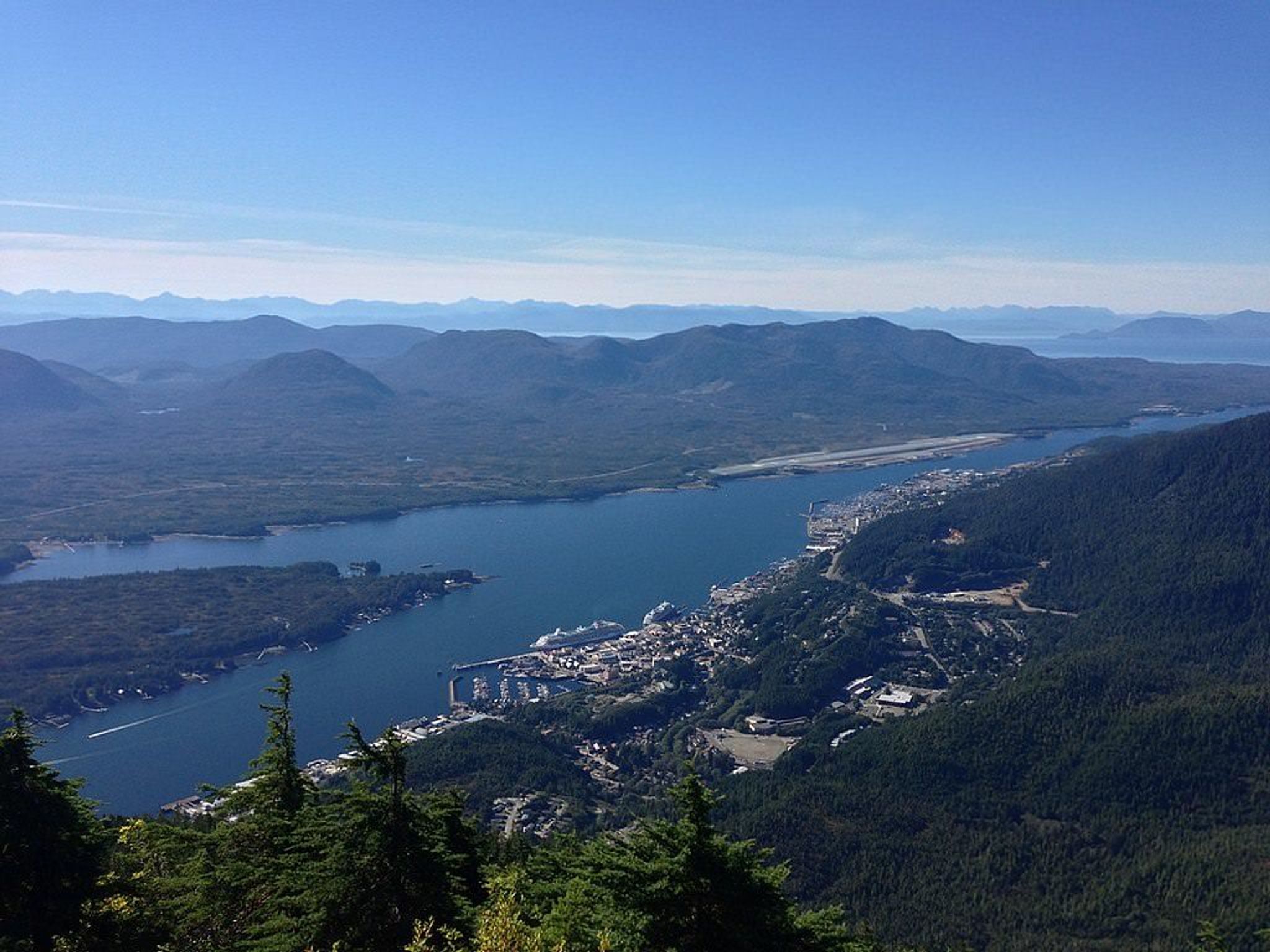 A view of Ketchikan, Alaska looking northwest from the summit of Deer Mountain. Photo by NorthBySouthBaranof.