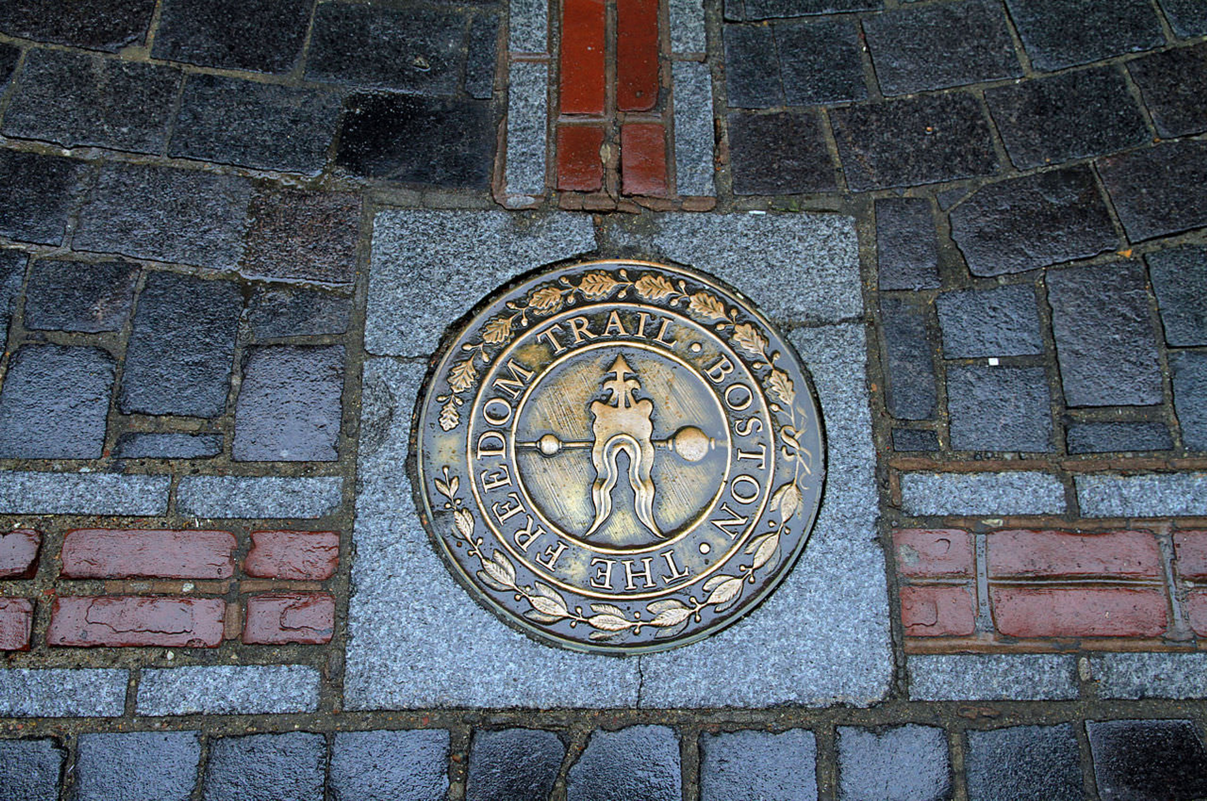 Freedom Trail marker. Photo by Ingfbruno.