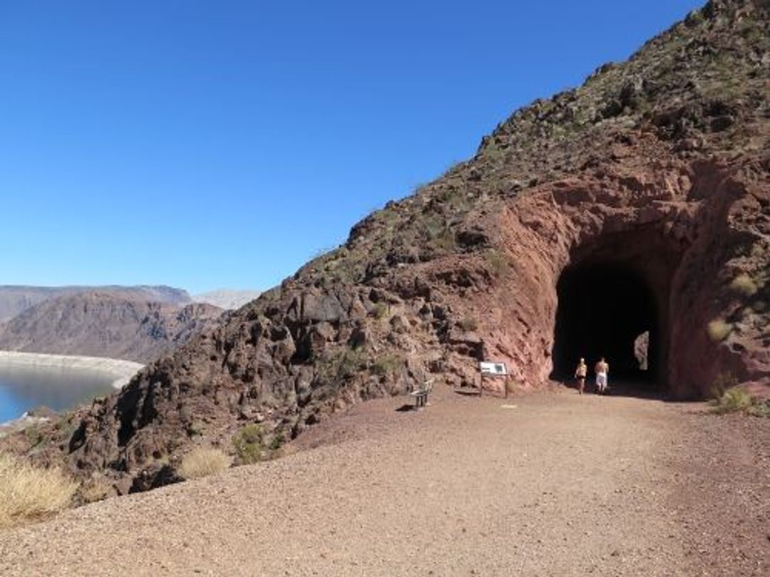 Historic Railroad Trail, tunnel, and Lake Mead