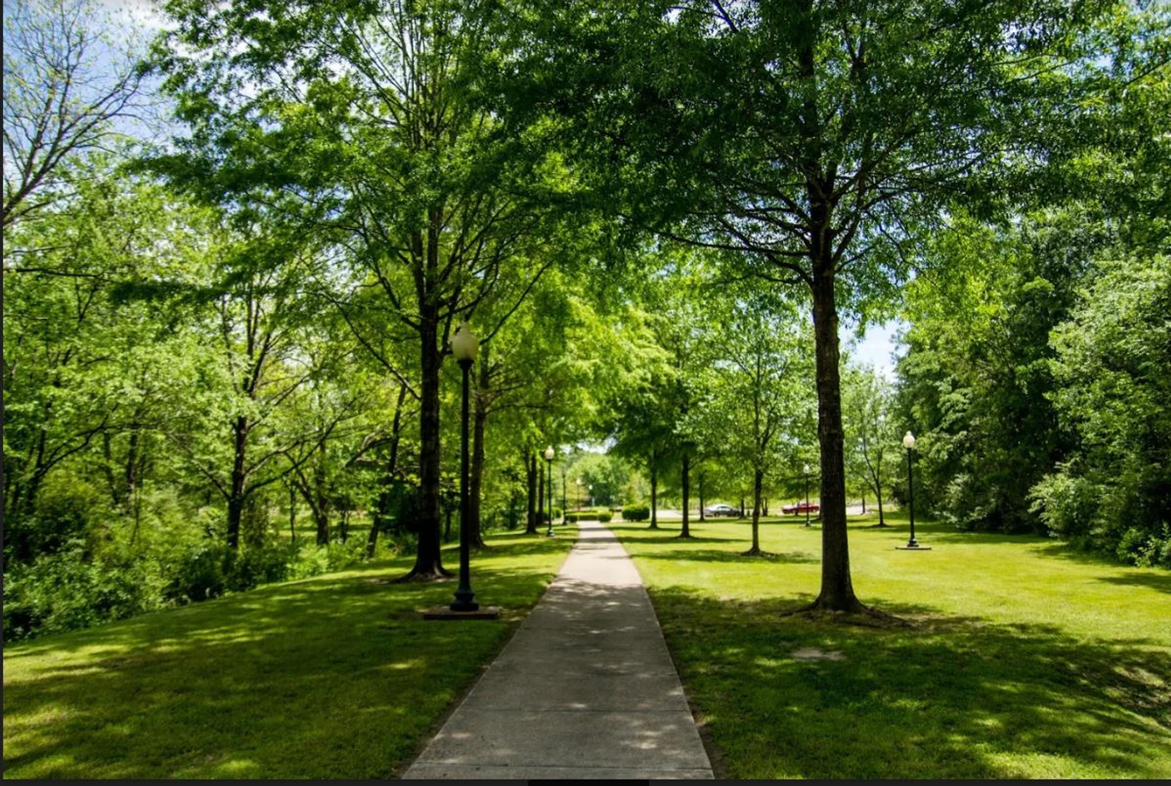 Landscape and statuary along the Kitty Dill Memorial Parkway. Photo by West Point Main Street.