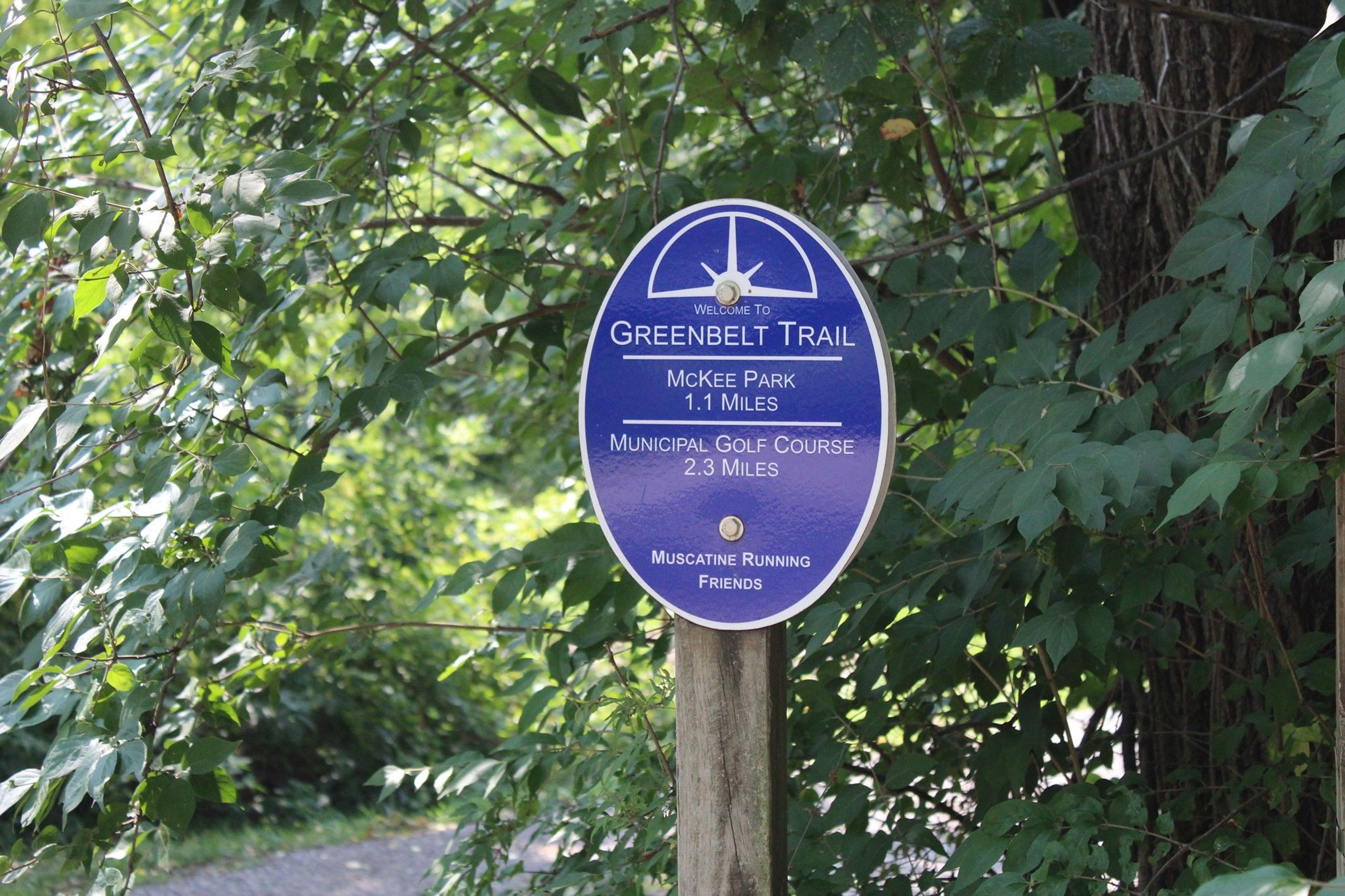 Welcome sign on the Greenbelt. Photo by Kevin Jenison.