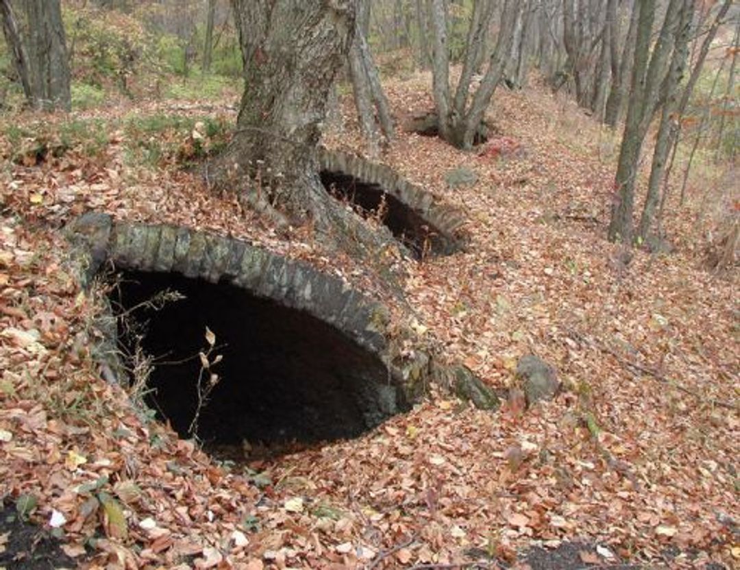 Part of the trail runs along a series of well-preserved coke ovens.