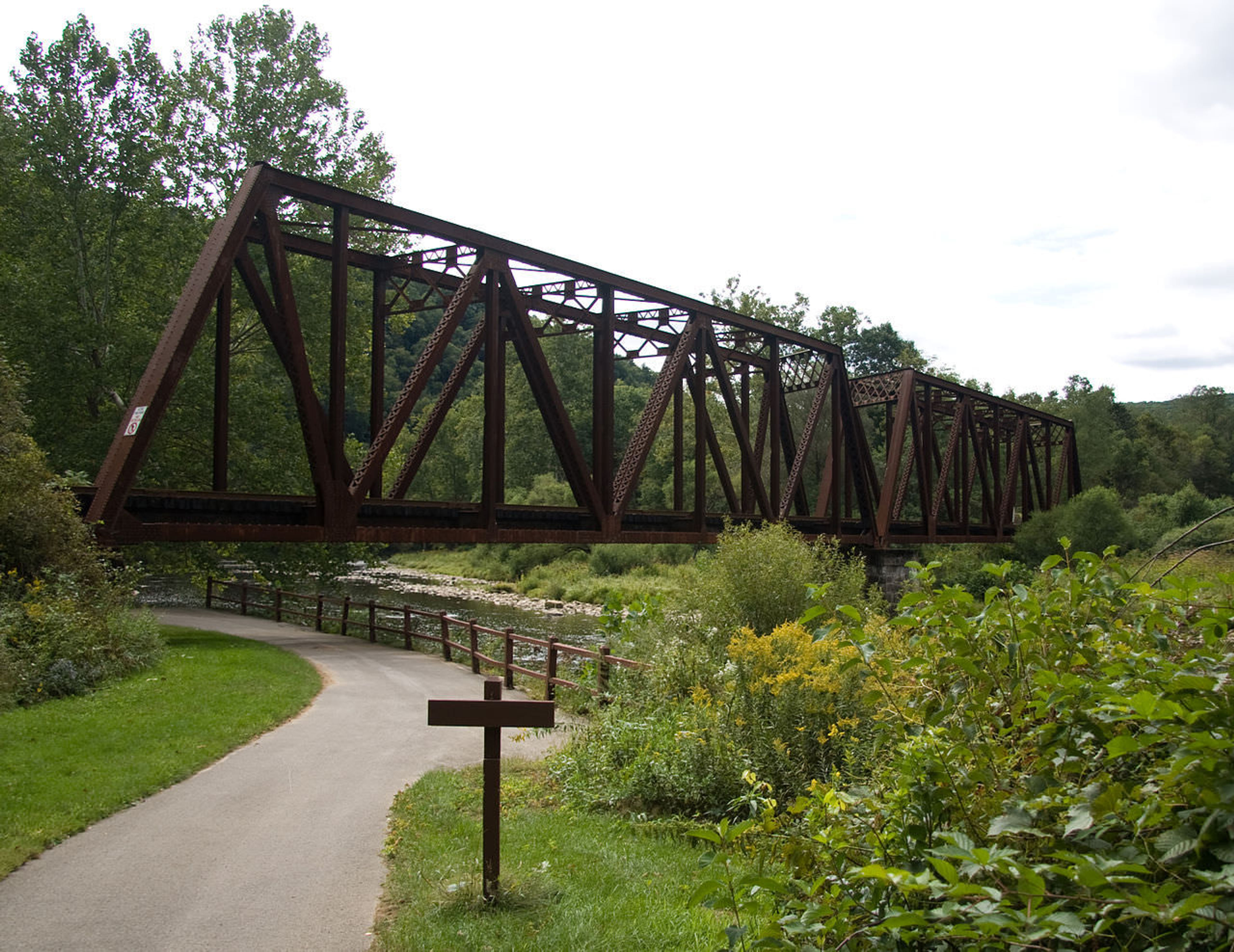 A historic rail crossing of the Oil Creek and Titusville Railroad at Oil Creek State Park. Photo by Jason Pratt.