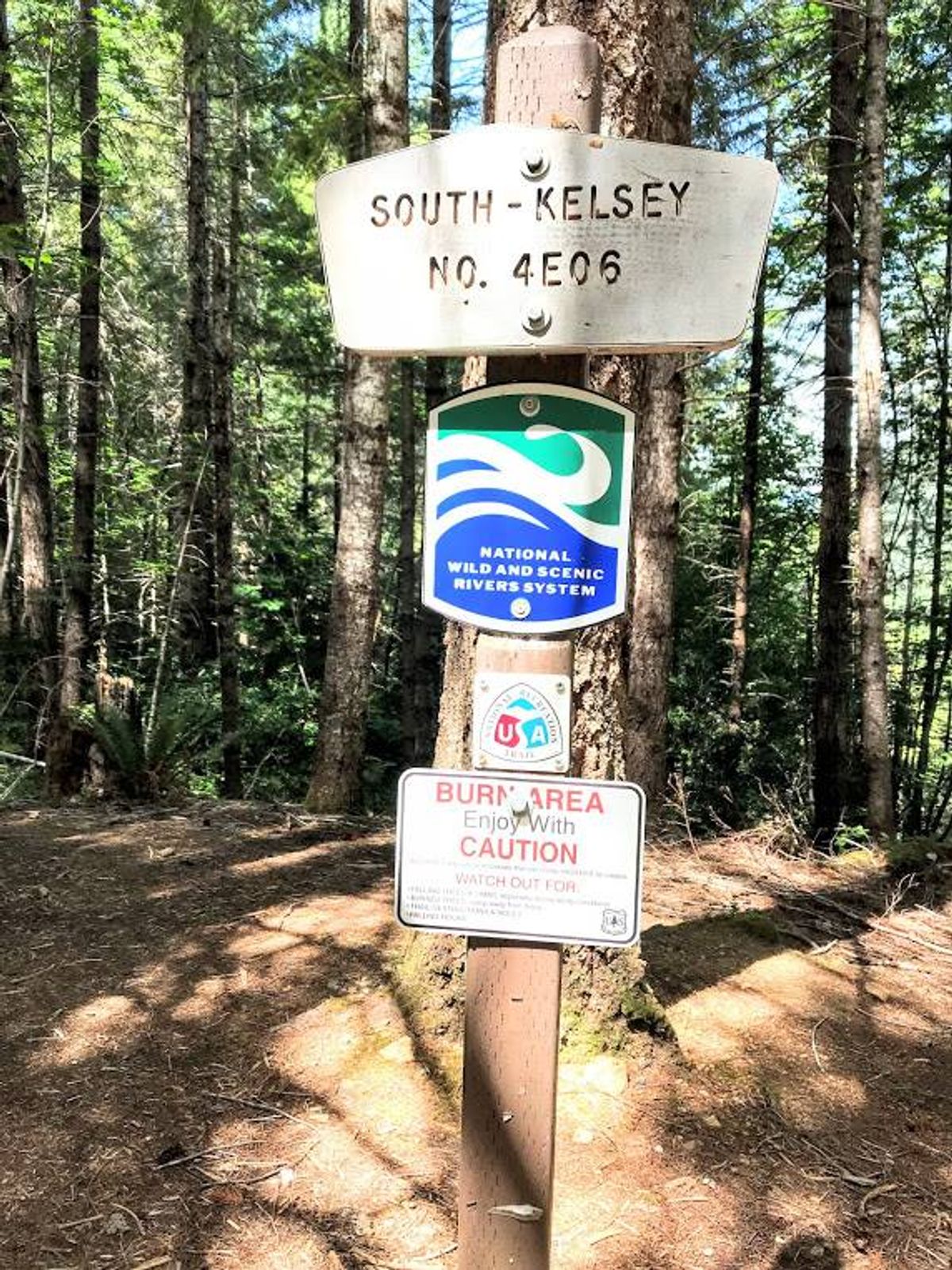 South Kelsey No 4E06 trail marker. Photo by Rob DiPerna.