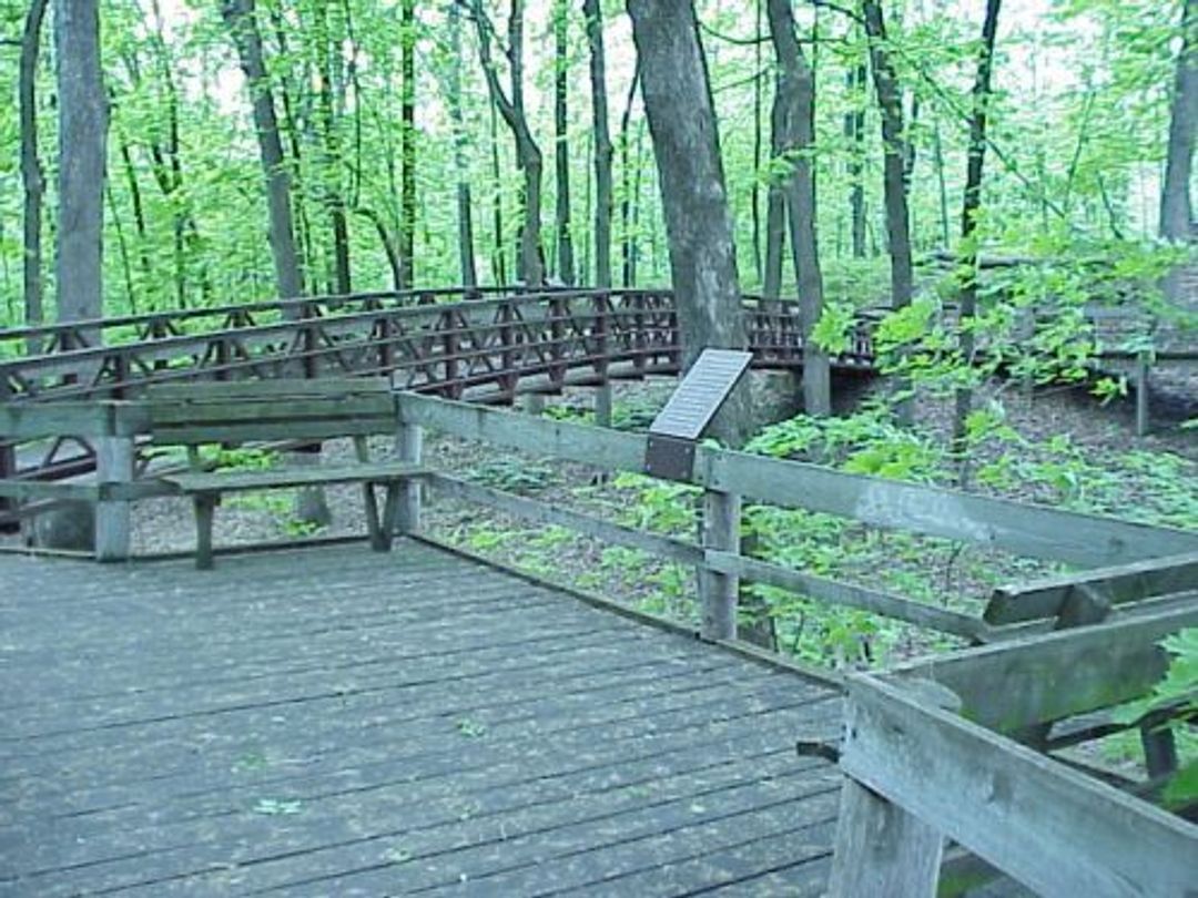 WWII rest area and Pelechek Bridge on Veterans Trail