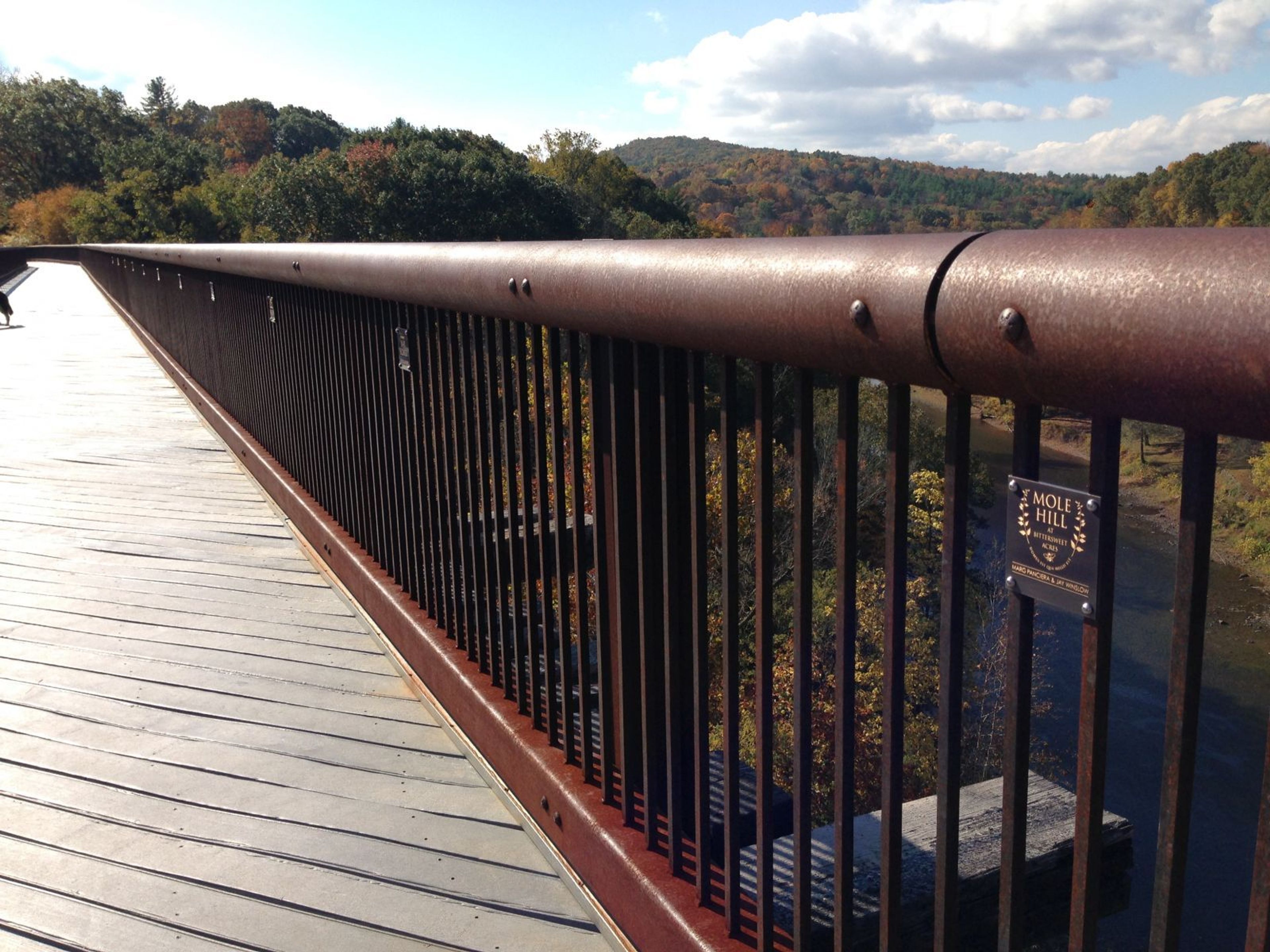 The Rosendale Trestle is 150 feet high, 940 feet long, and an iconic landmark on the trail.