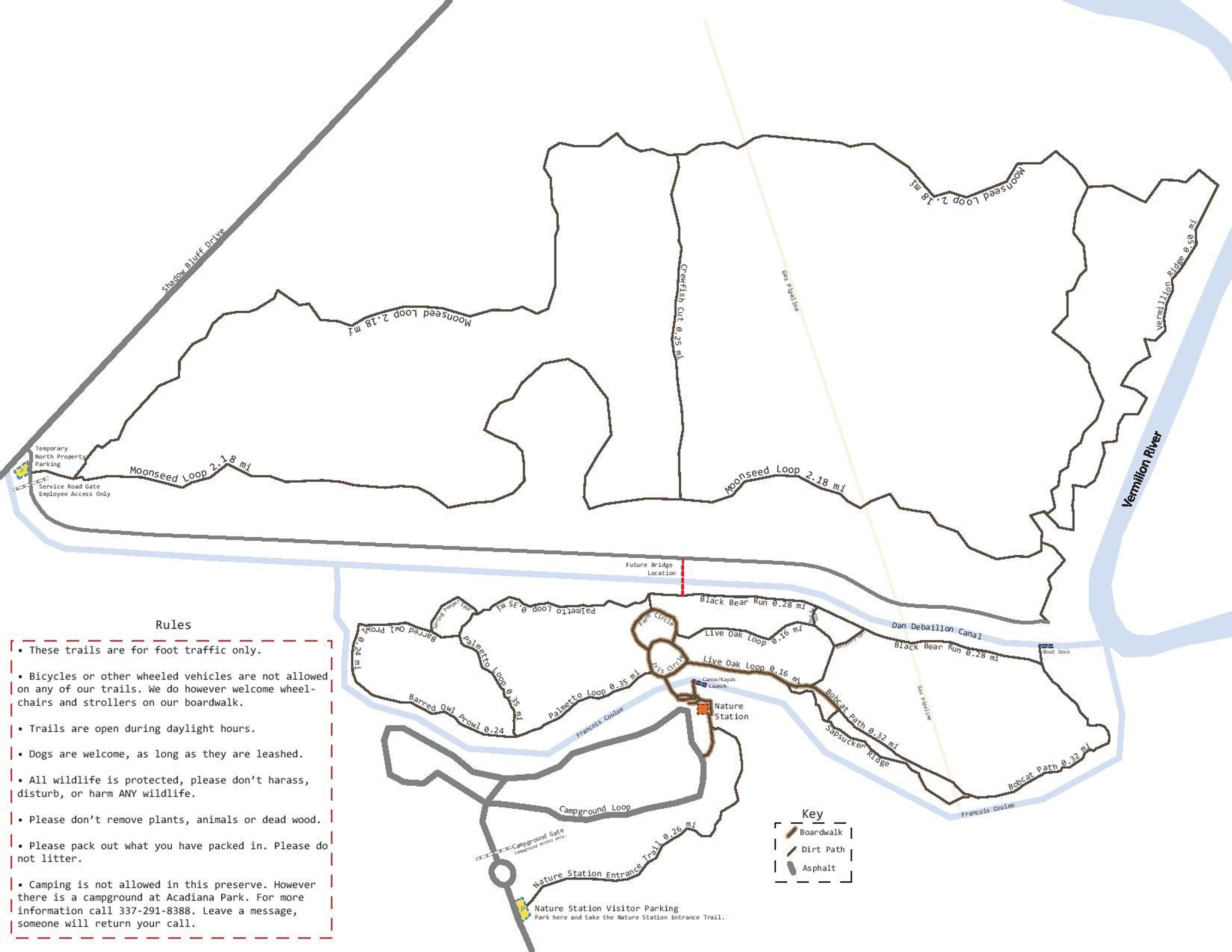 Complete Map of Nature Station Trails with Distances. Photo by Stacey Scarce.