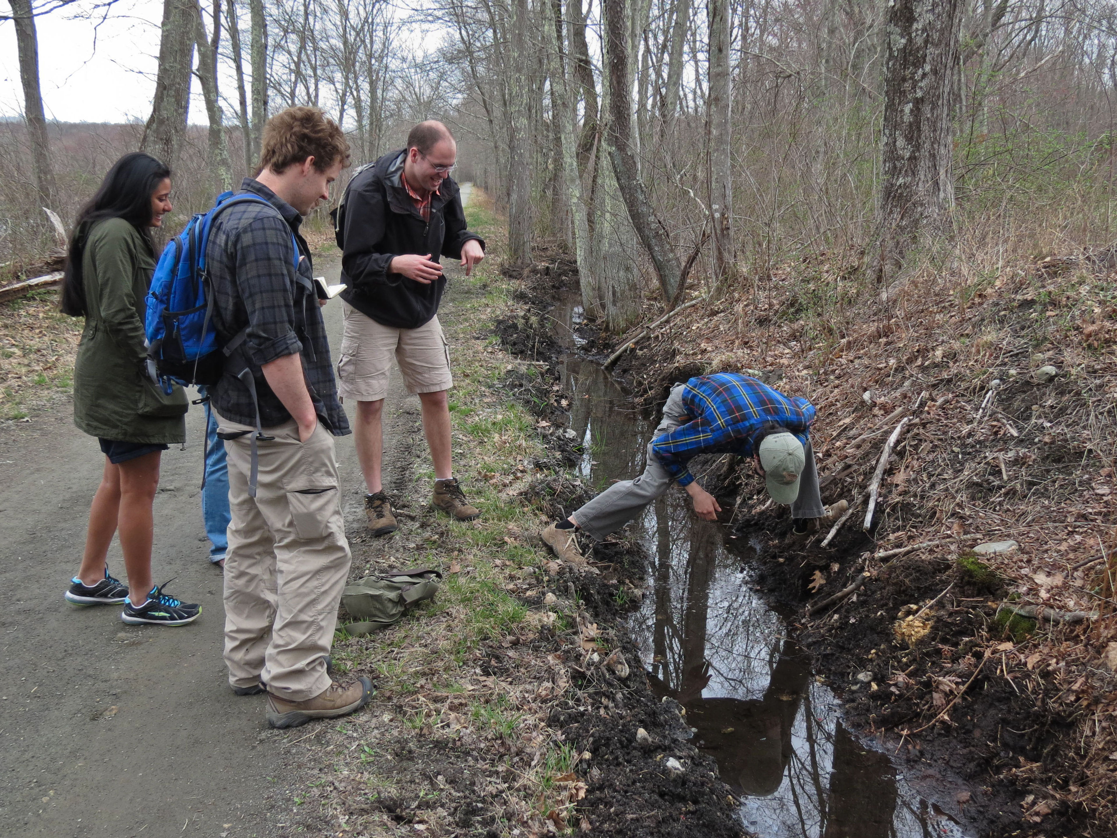 University of Connecticut students exploring the early spring flora and fauna. Photo by Stan Malcolm.