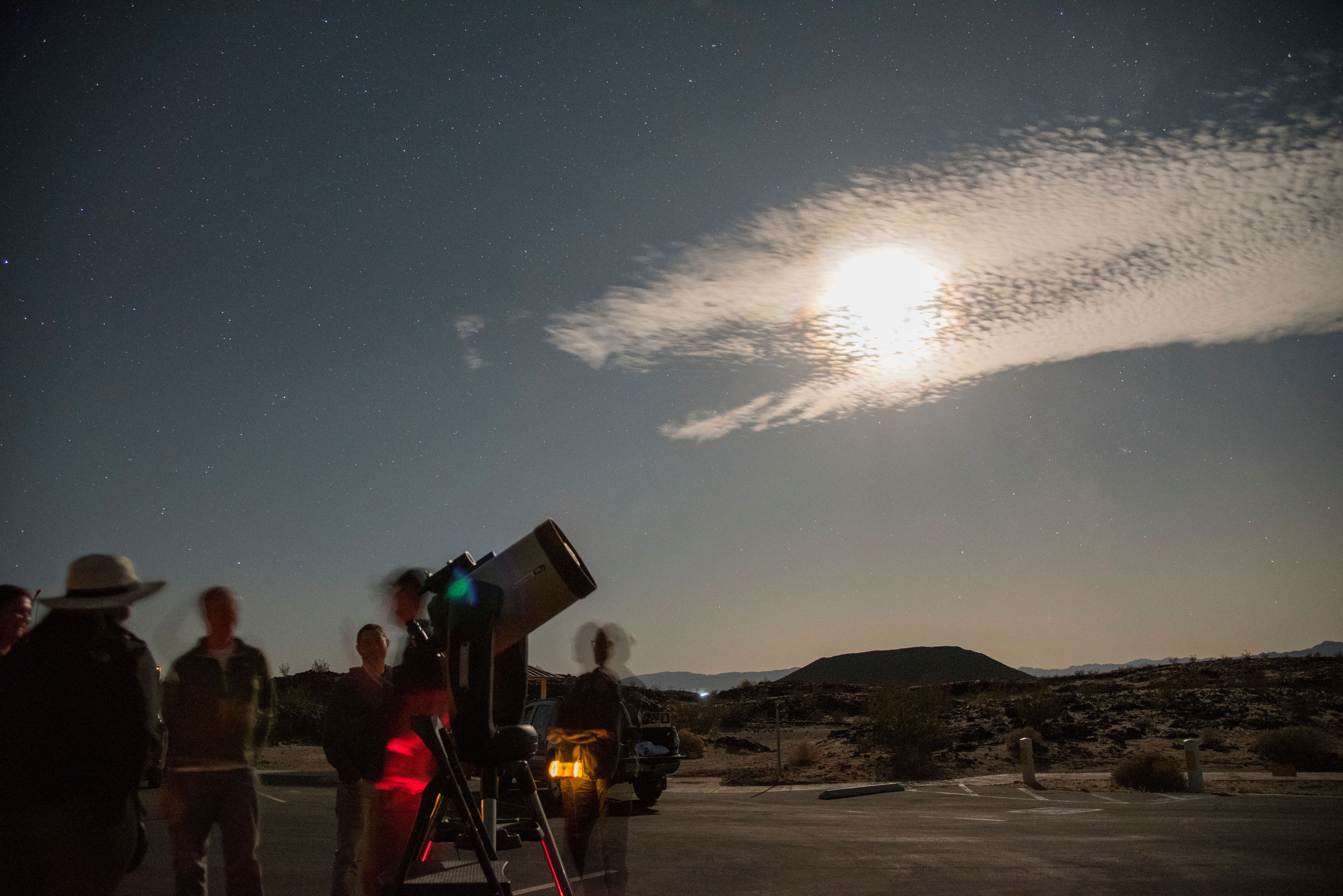 Photo by Kyle Sullivan. Star Parties are popular events at Amboy Crater.