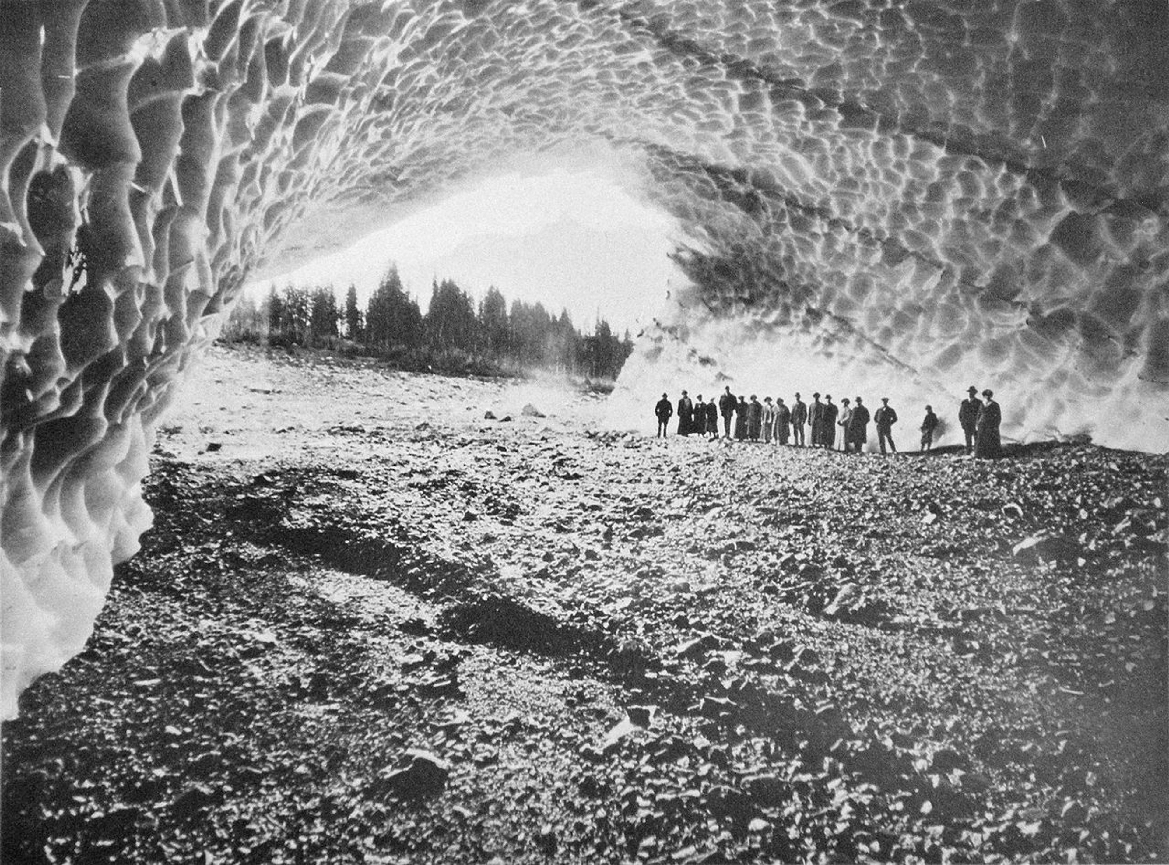 1916 - Cavern Beneath Millions of Tons of Ice in the Monte Cristo Mining District of Western Washington. Photo by Frank J. Nowell (1864-1950).