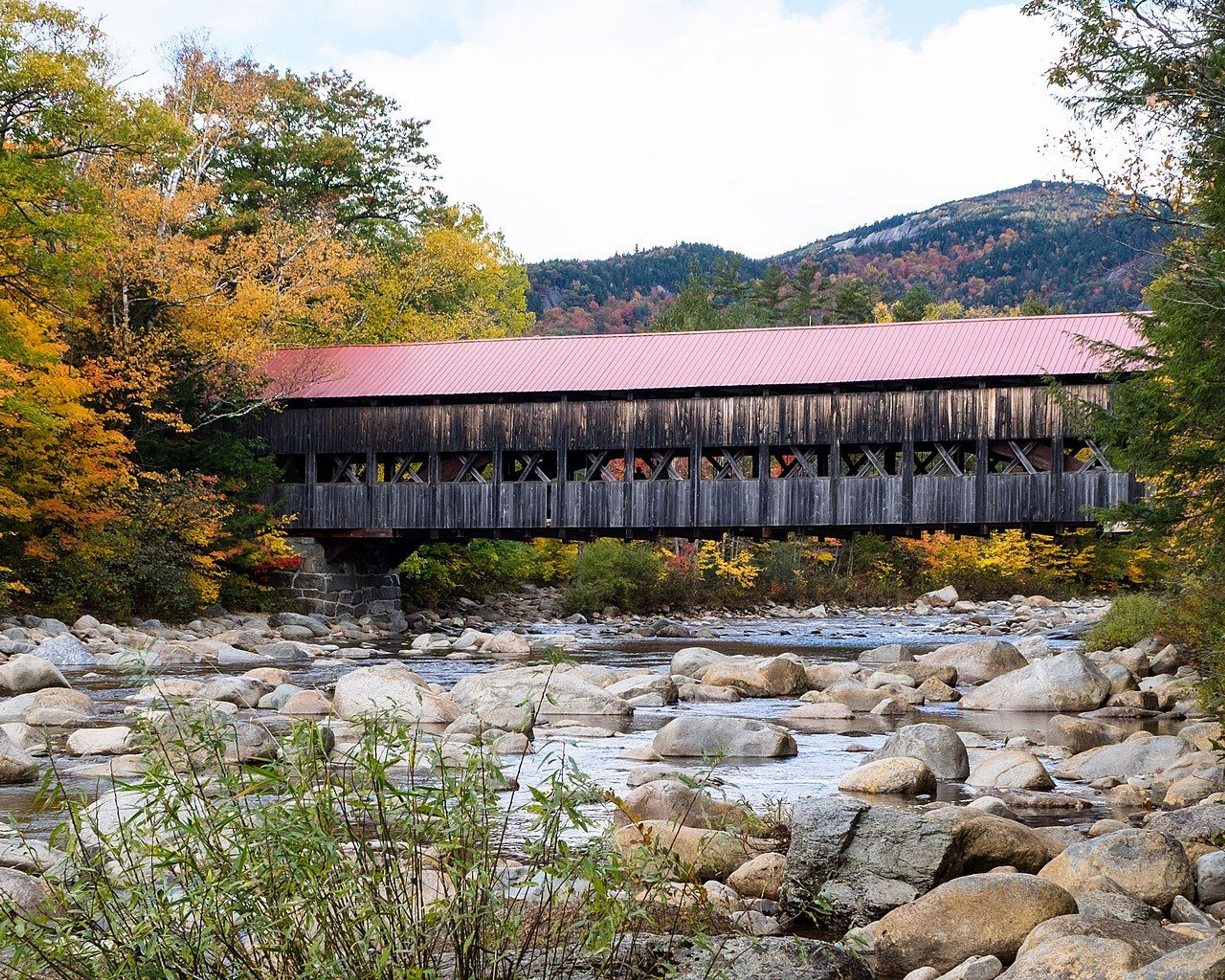 The Albany bridge was built in 1858 across the Swift River in New Hampshire. Photo by Earl Mcgehee.