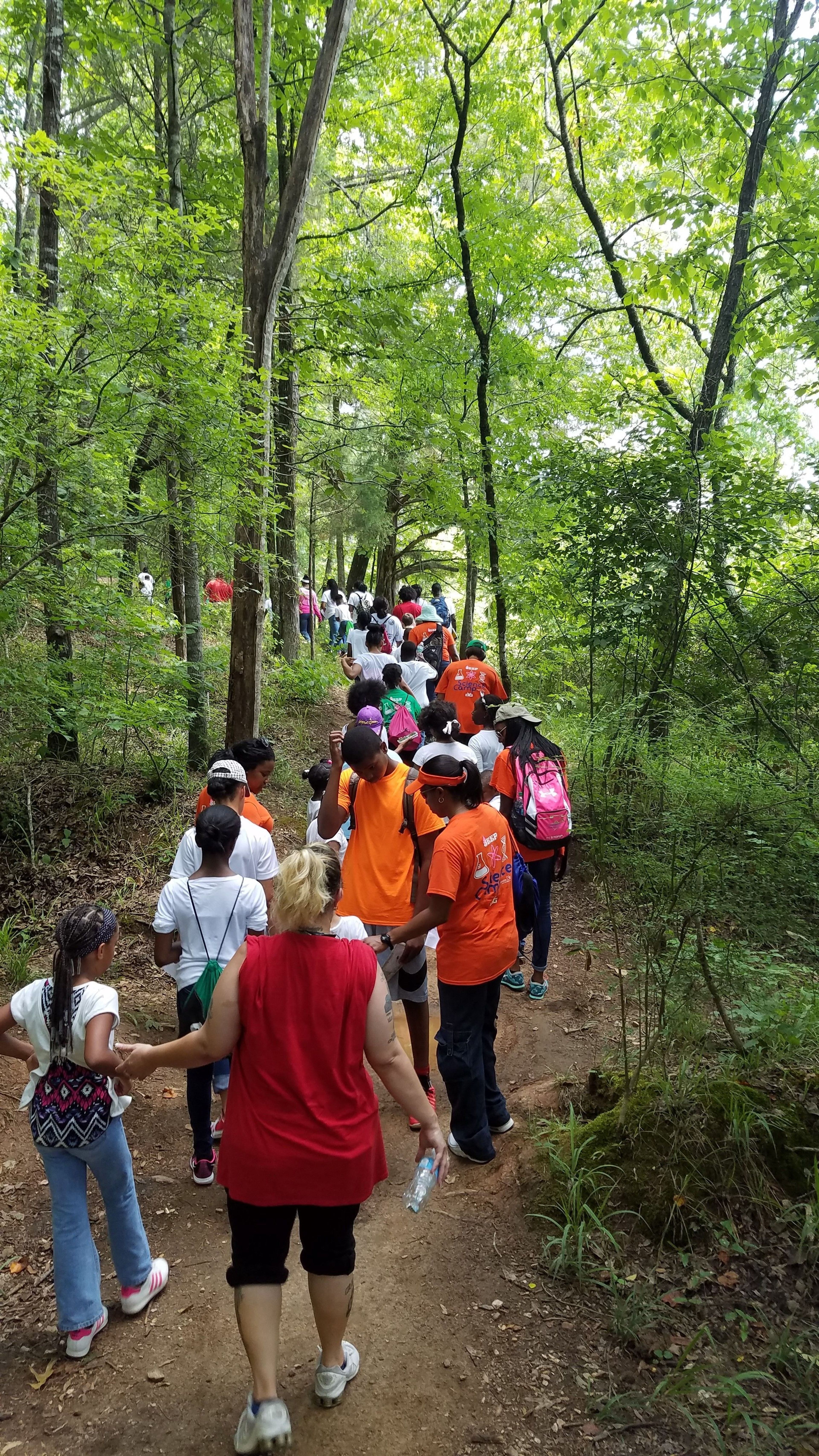 Guided hike to the waterfall. Photo by Tasha Simon.